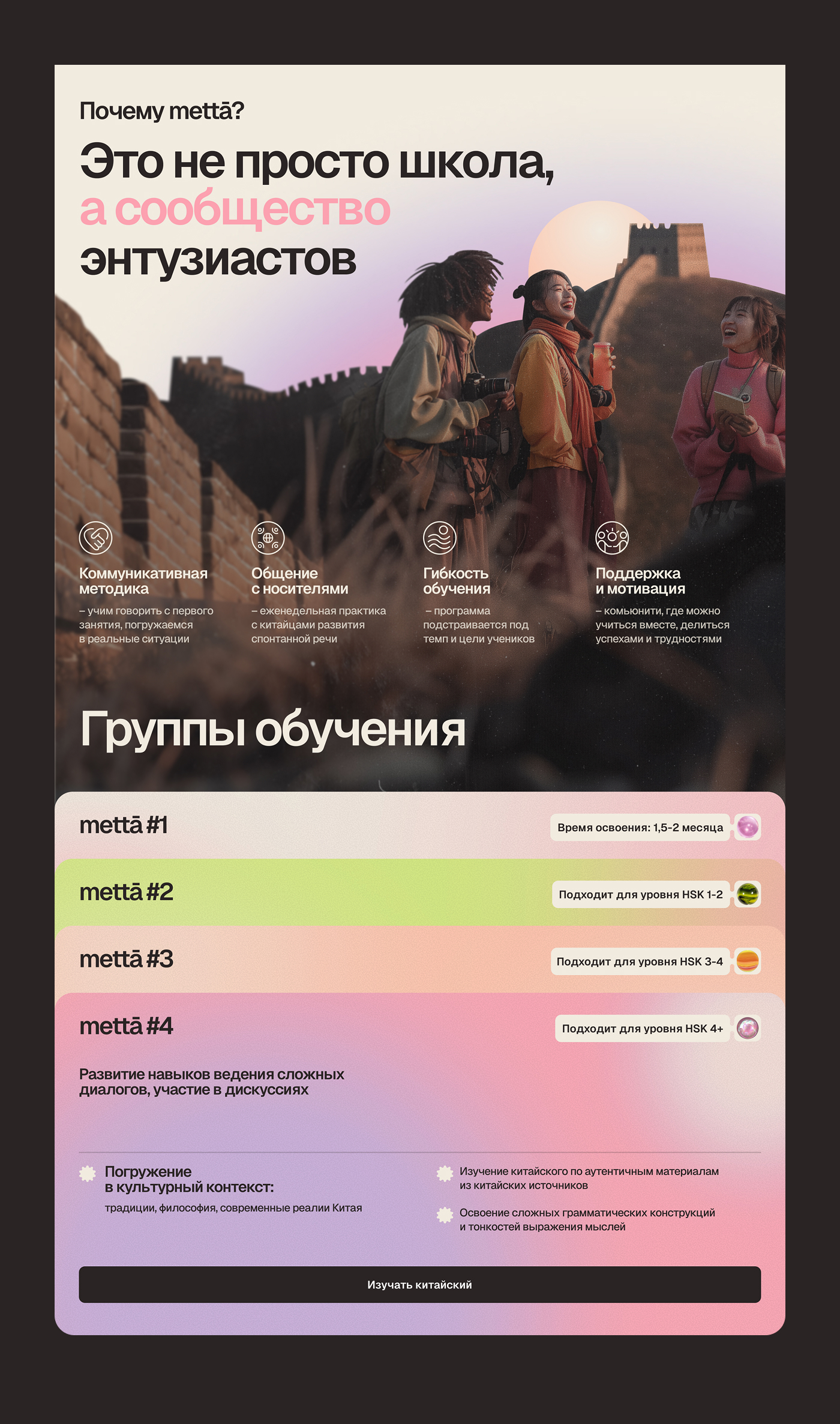 metta - брендинг школы китайского языка — Изображение №7 — Интерфейсы, Брендинг на Dprofile