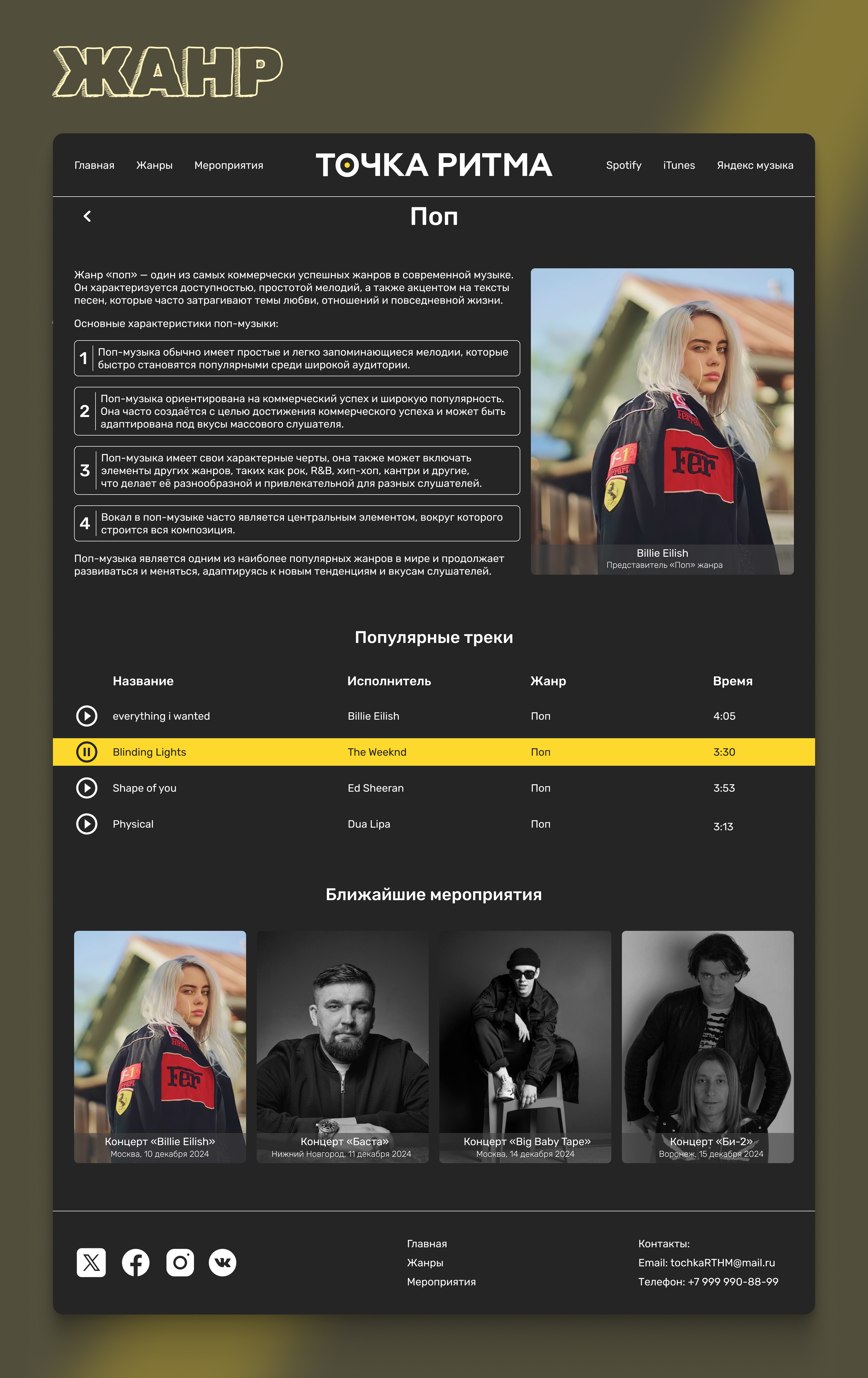 Сайт про музыку "Точка Ритма" — Изображение №4 — Интерфейсы на Dprofile