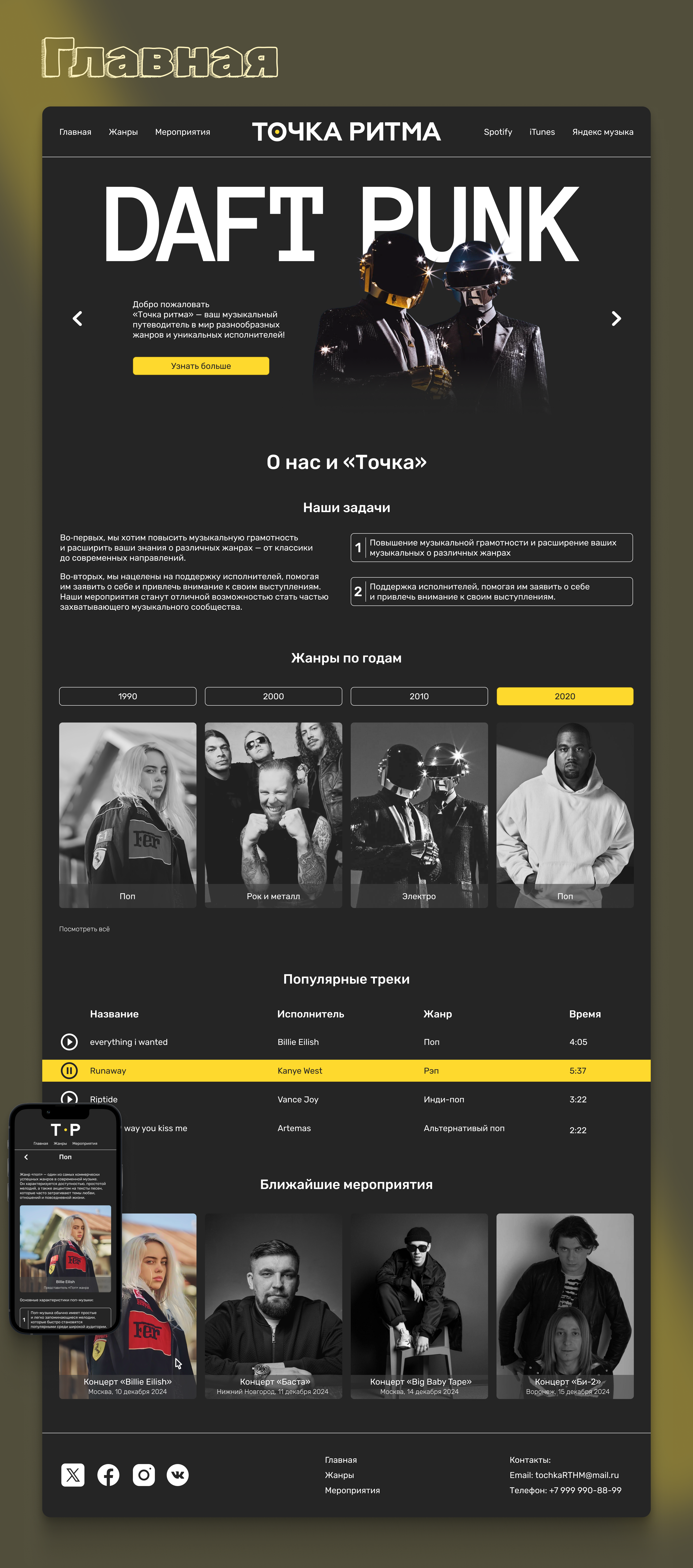 Сайт про музыку "Точка Ритма" — Изображение №2 — Интерфейсы на Dprofile