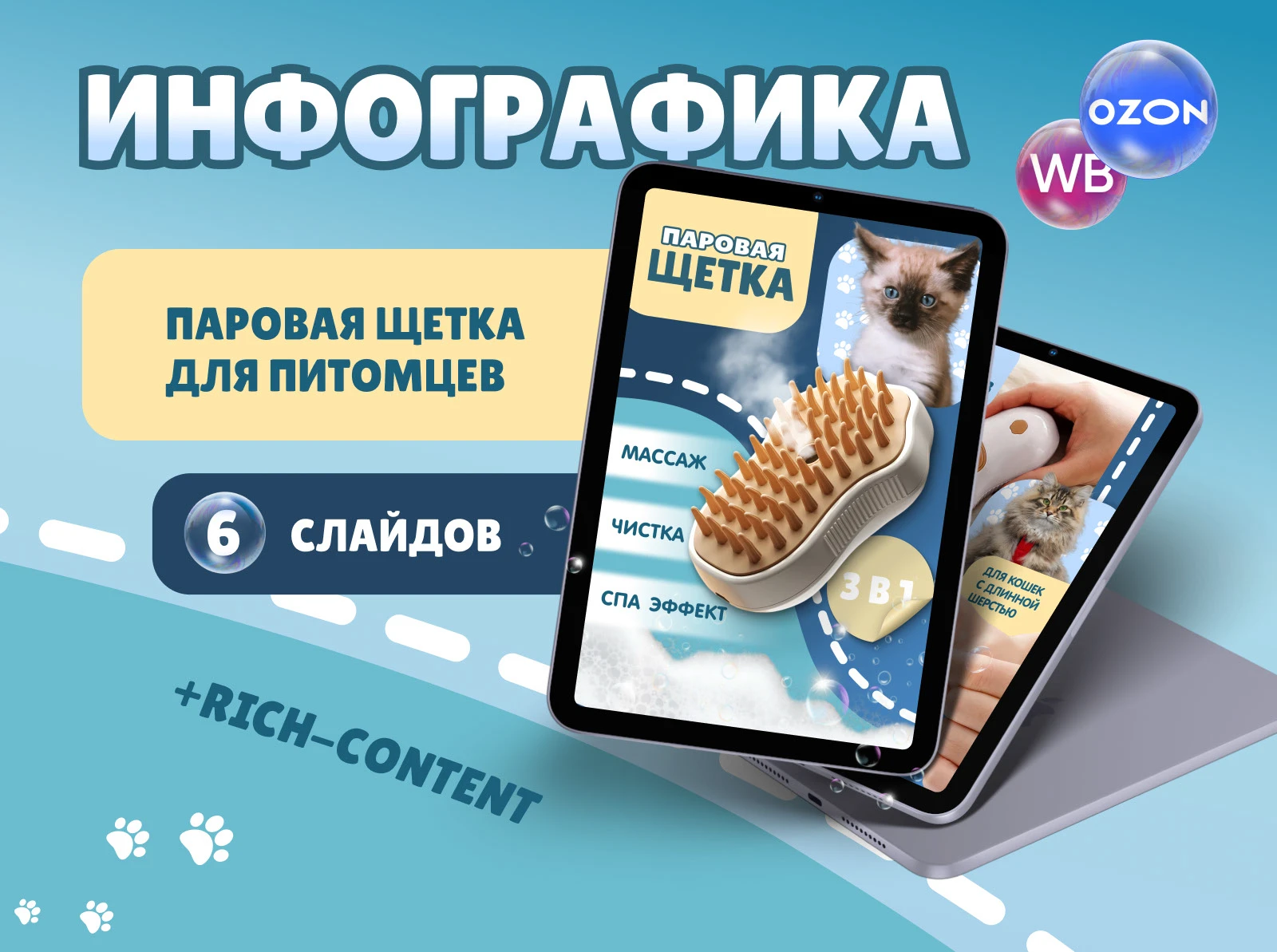 Инфографика щетки для питомцев для Ozon и WB — Изображение №1 — Маркетинг на Dprofile