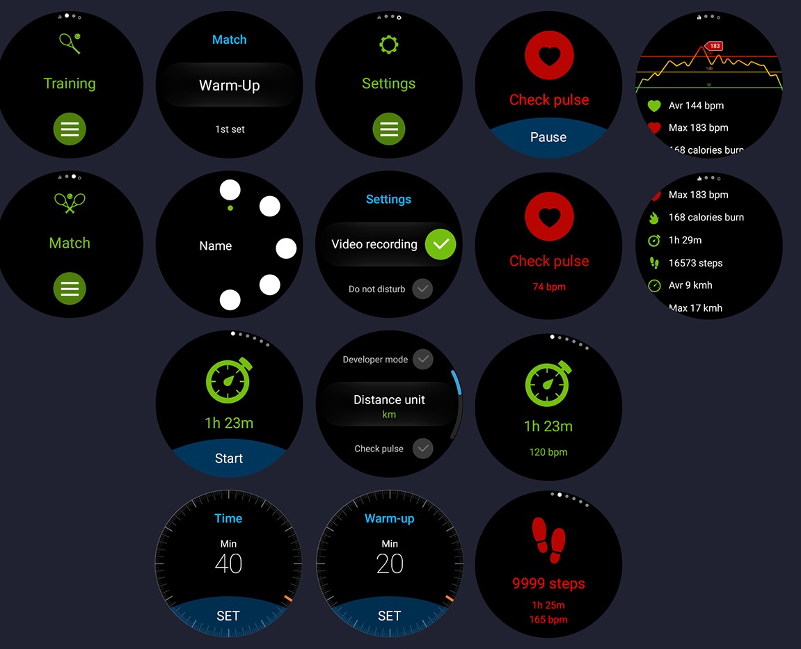 Tennis tracker Watch and Android Phone UI design — Интерфейсы на Dprofile