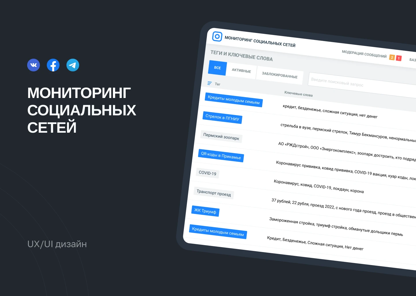 ЛК мониторинг социальных сетей — Изображение №1 — Интерфейсы на Dprofile