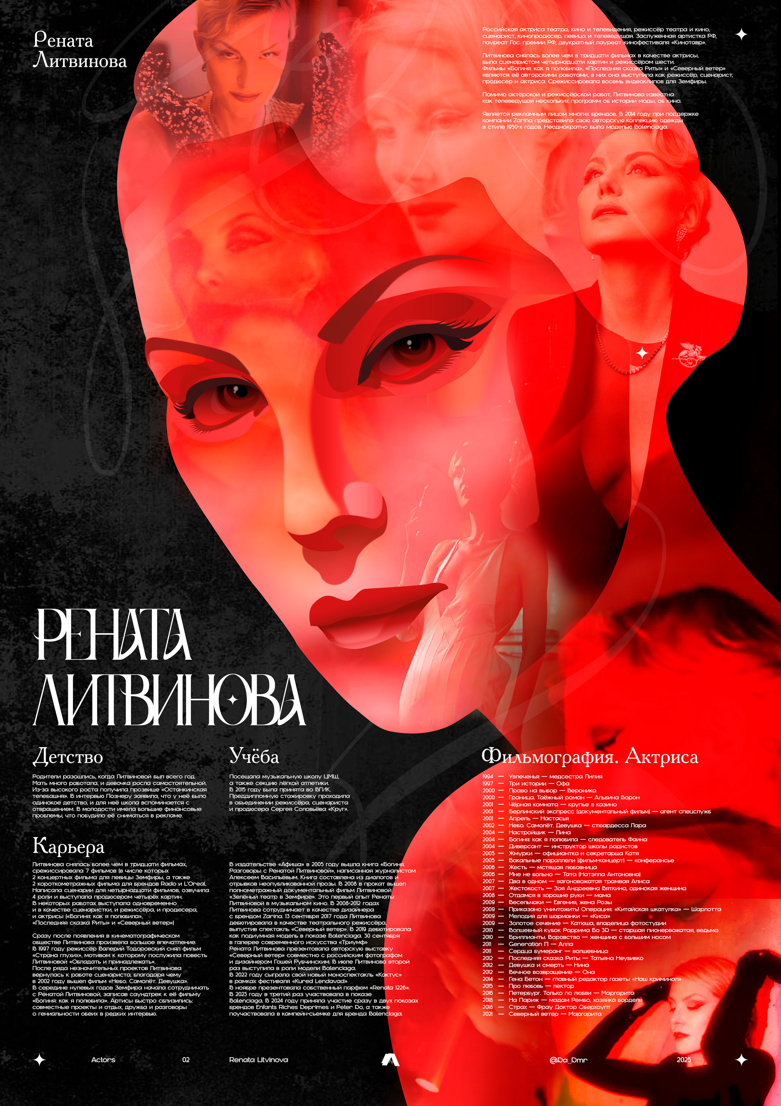 Графический плакат. "Actors". Рената Литвинова. — Изображение №9 — Иллюстрация, Графика на Dprofile