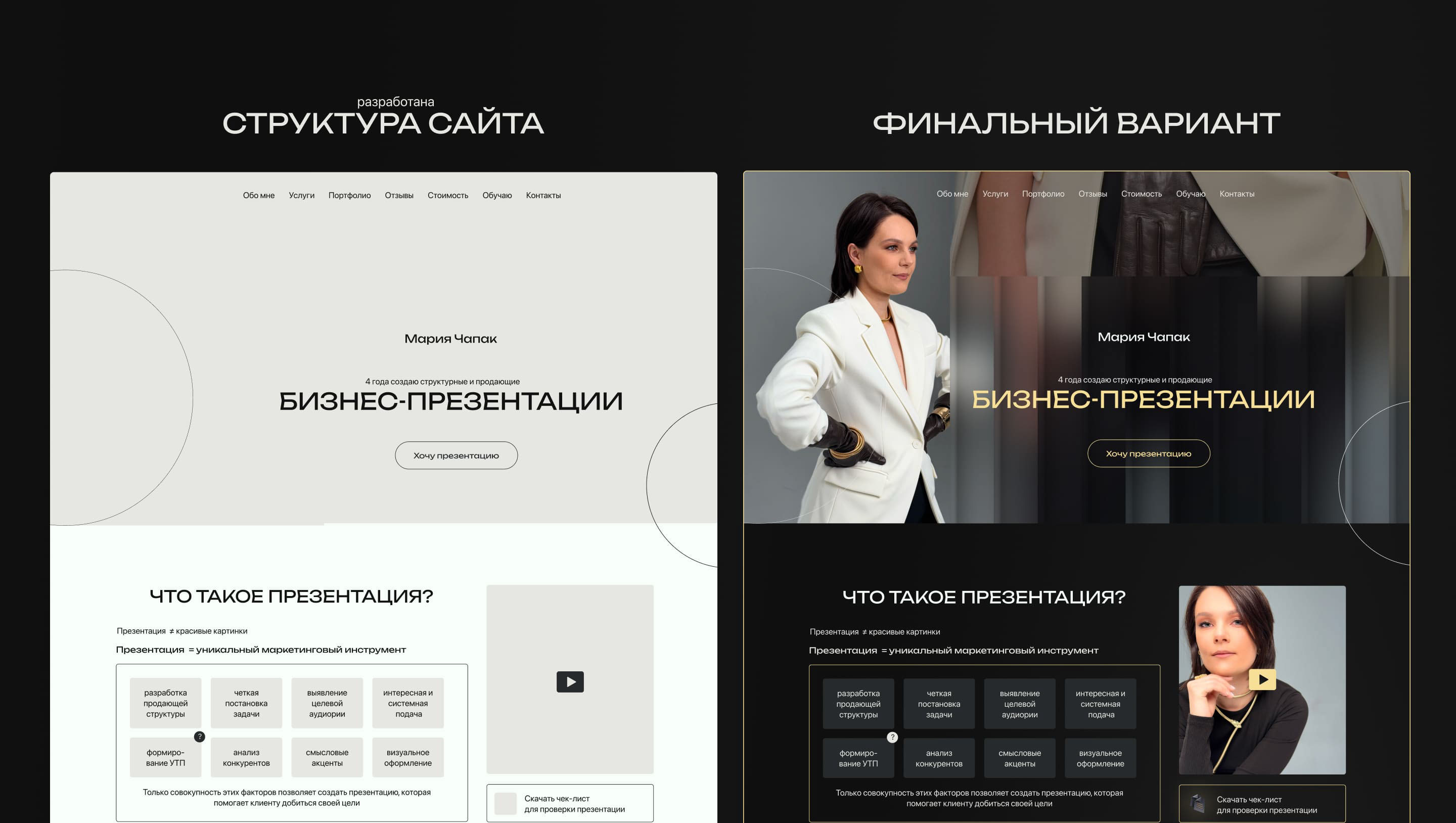 Сайт-визитка для дизайнера презентаций | Landing page — Изображение №4 — Интерфейсы, Брендинг на Dprofile