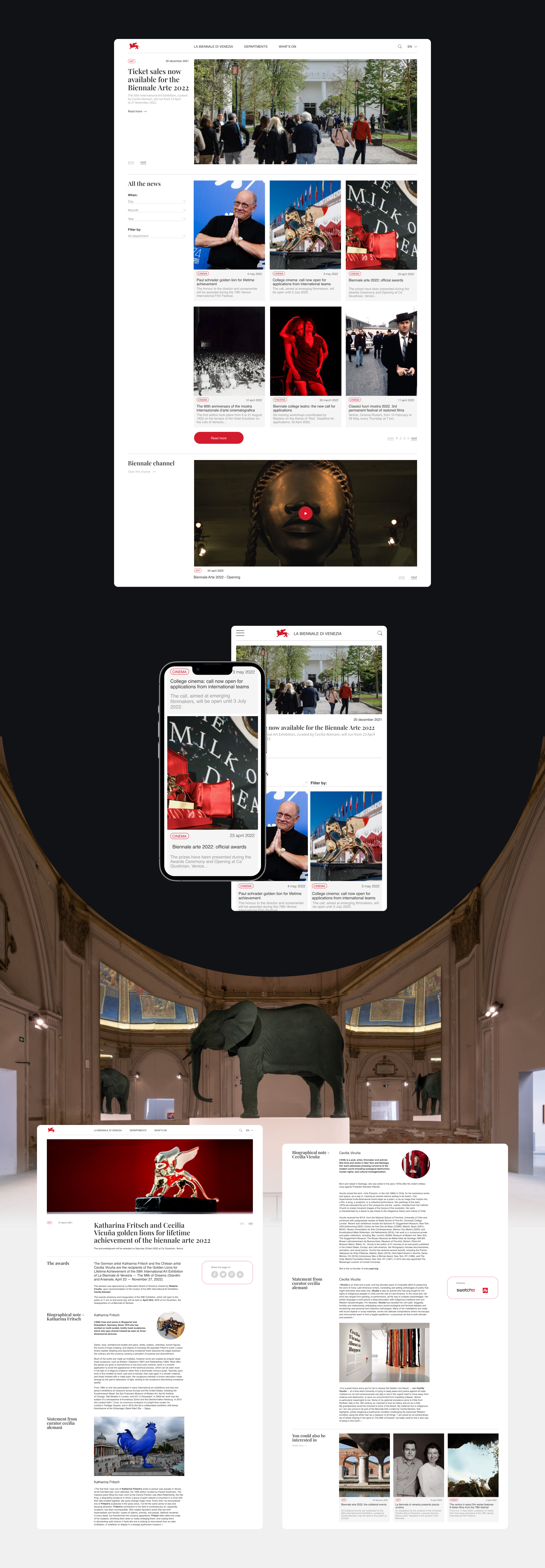 Новостной сайт Венецианской биеннале — Изображение №5 — Интерфейсы, Брендинг на Dprofile