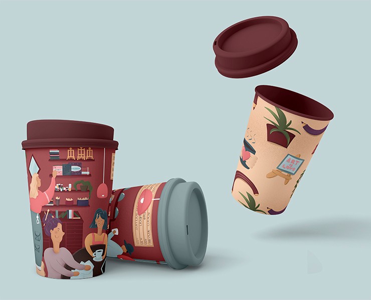Дизайн кофейных стаканчиков — Art Snack cafe — Брендинг, Иллюстрация на Dprofile