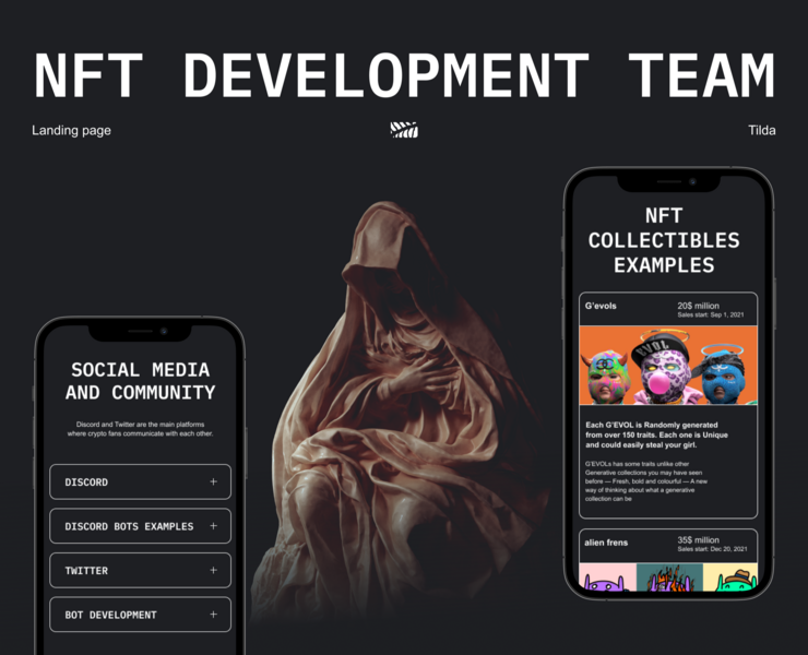 Landing page for Crypto&NFT developers — Интерфейсы, Брендинг на Dprofile