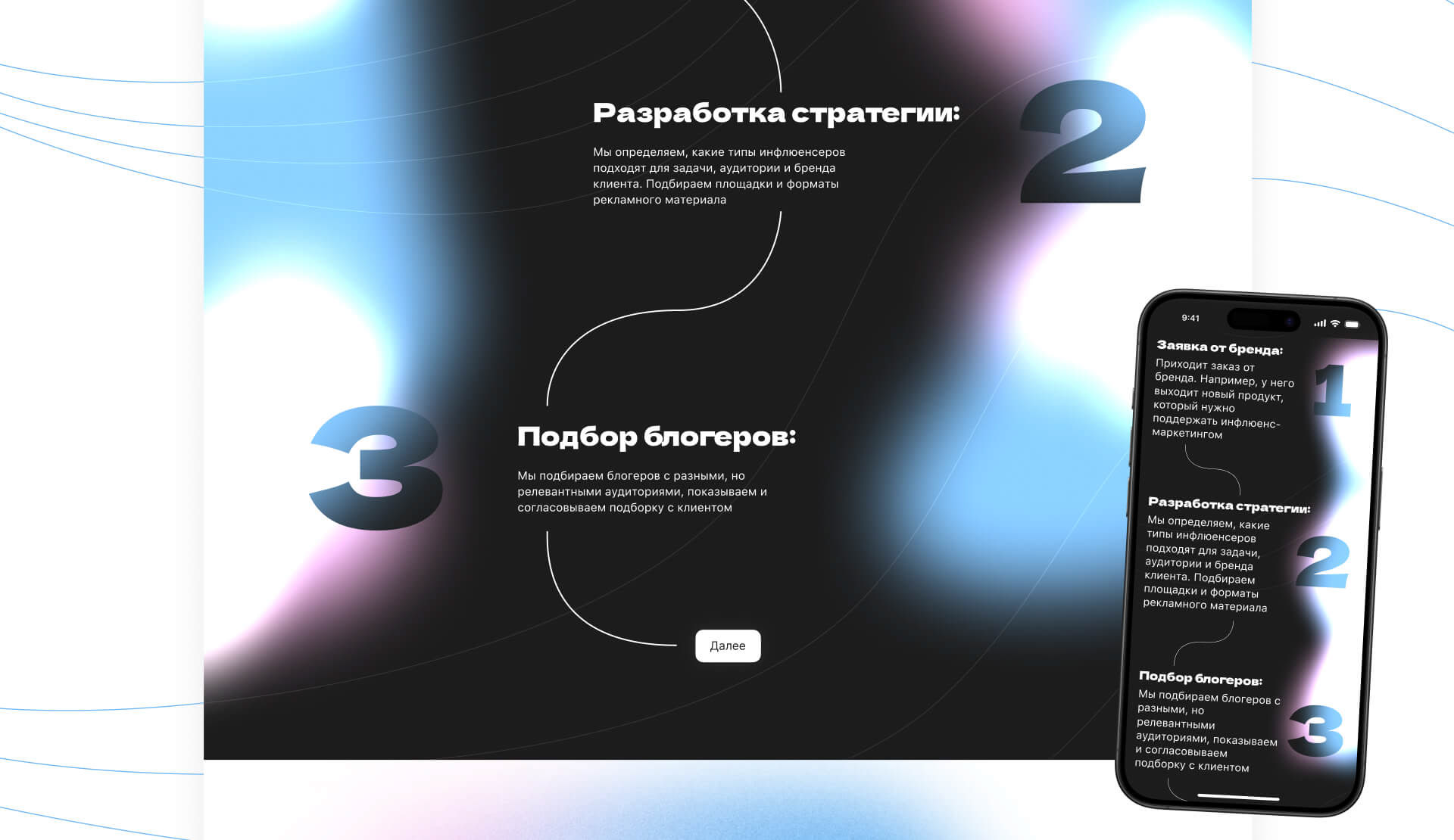 Nfluence: UX/UI лендинг для инфлюенсер-агентства — Изображение №10 — Интерфейсы на Dprofile