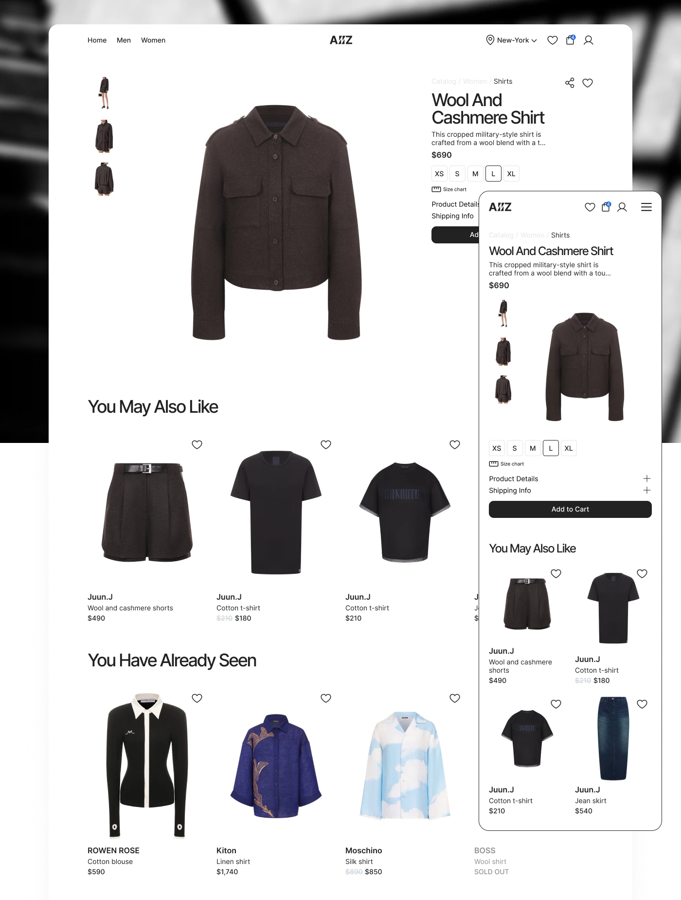 AllZ | Интернет-магазин | UX/UI Дизайн — Изображение №7 — Интерфейсы на Dprofile