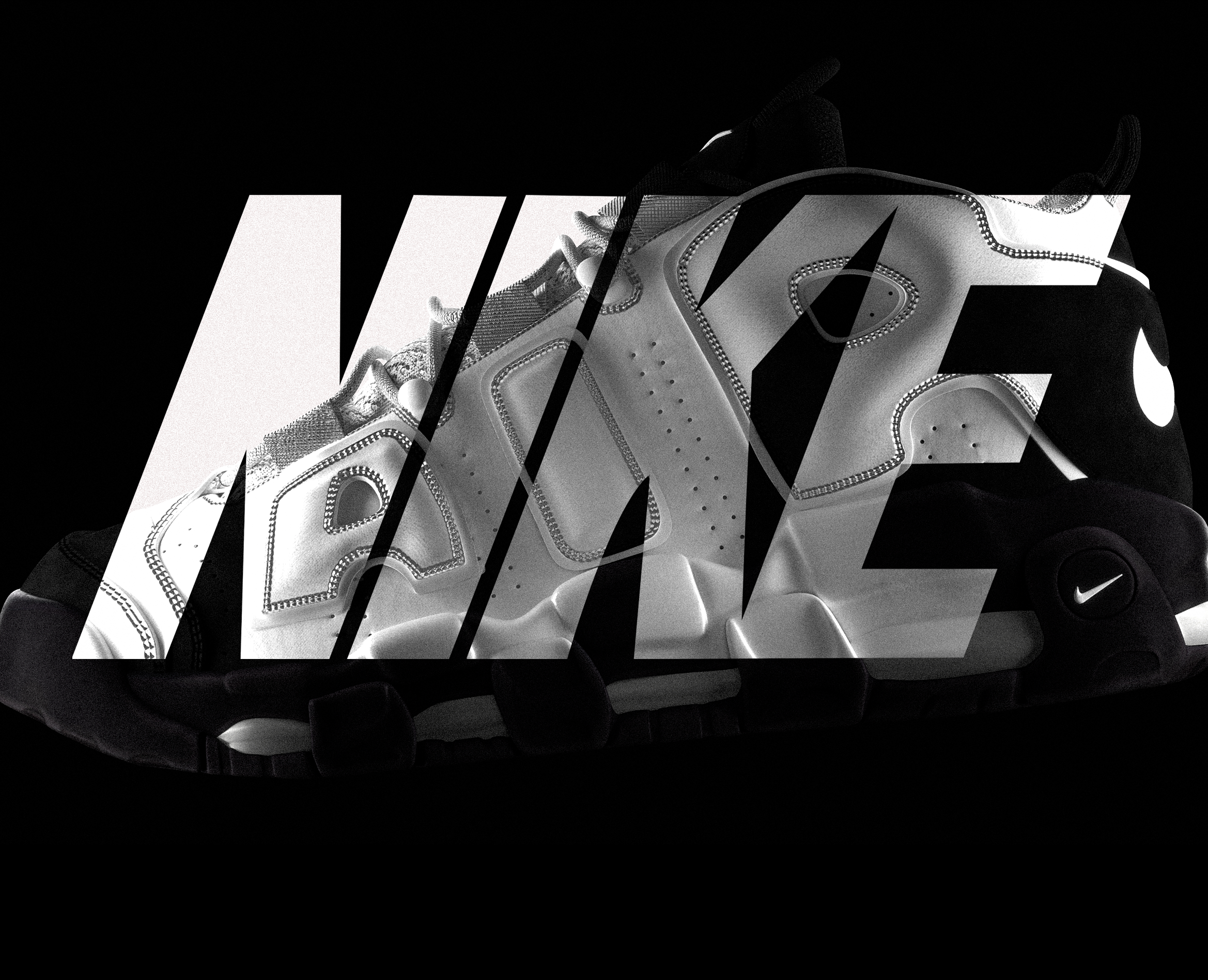 Nike Air Uptempo 96 | 3D Рендер в светлом и тёмном ключе — 3D, Анимация на Dprofile
