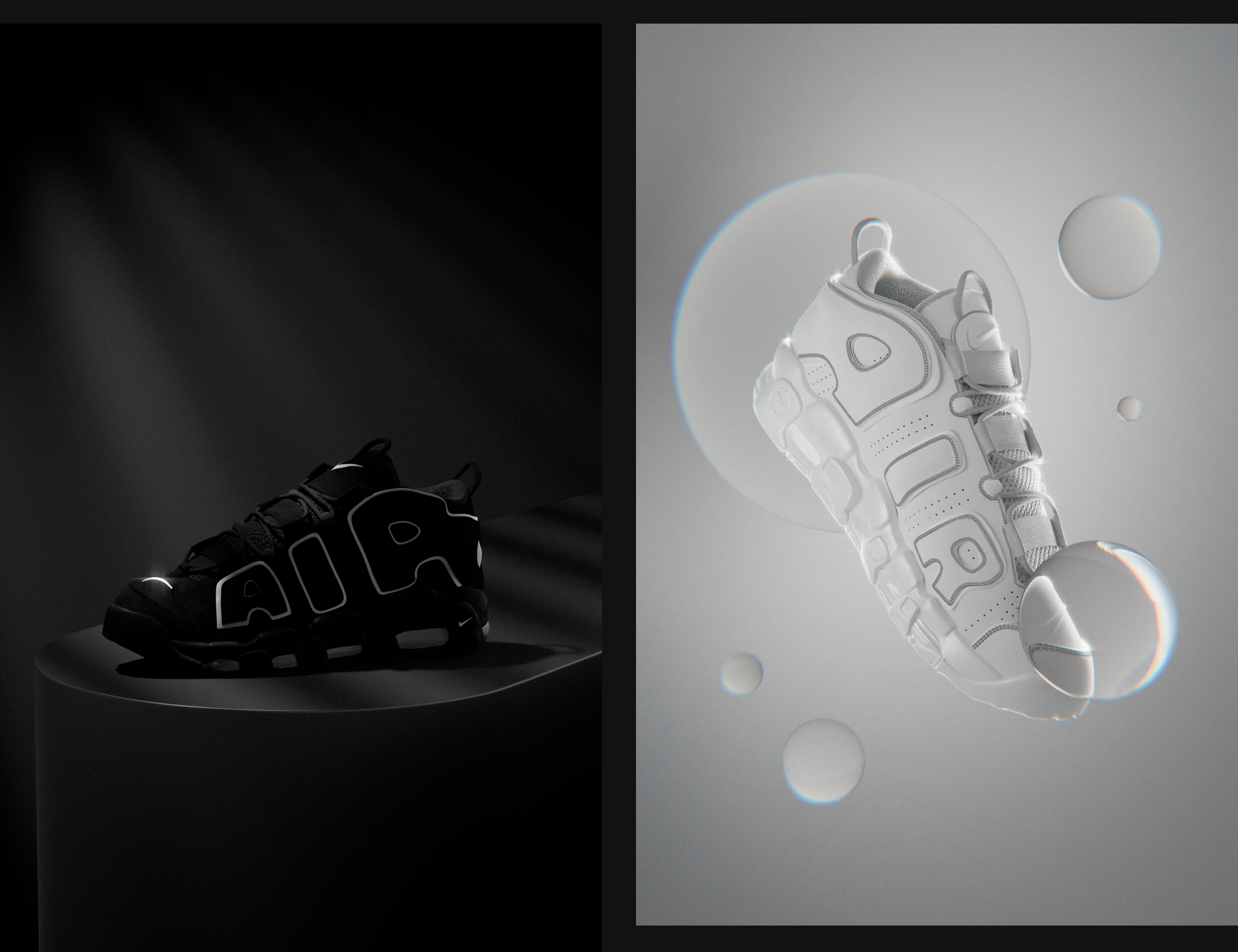Nike Air Uptempo 96 | 3D Рендер в светлом и тёмном ключе — Изображение №2 — 3D, Анимация на Dprofile