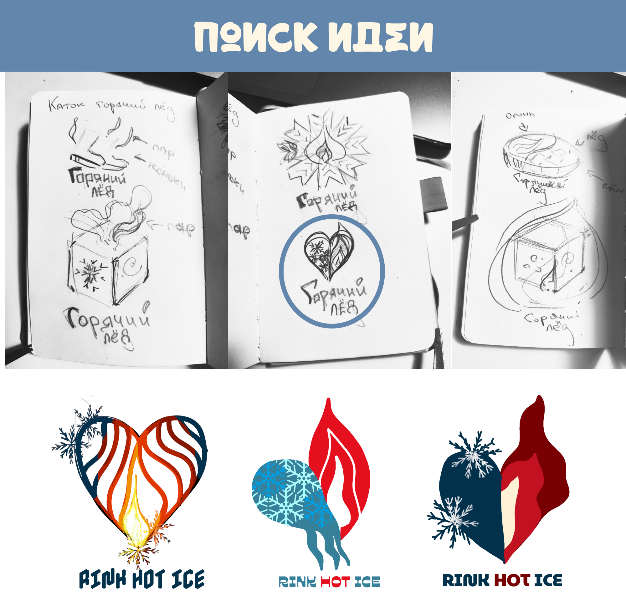 логотип для катка "RINK HOT ICE" — Изображение №3 — Брендинг на Dprofile