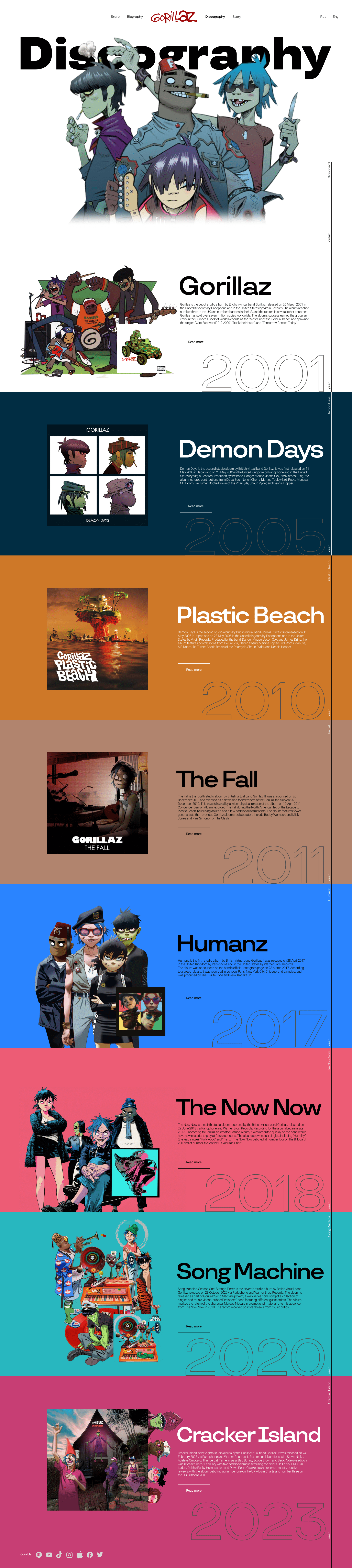 Gorillaz l Сайт-портфолио (site-portfolio) — Изображение №4 — Интерфейсы, Брендинг на Dprofile