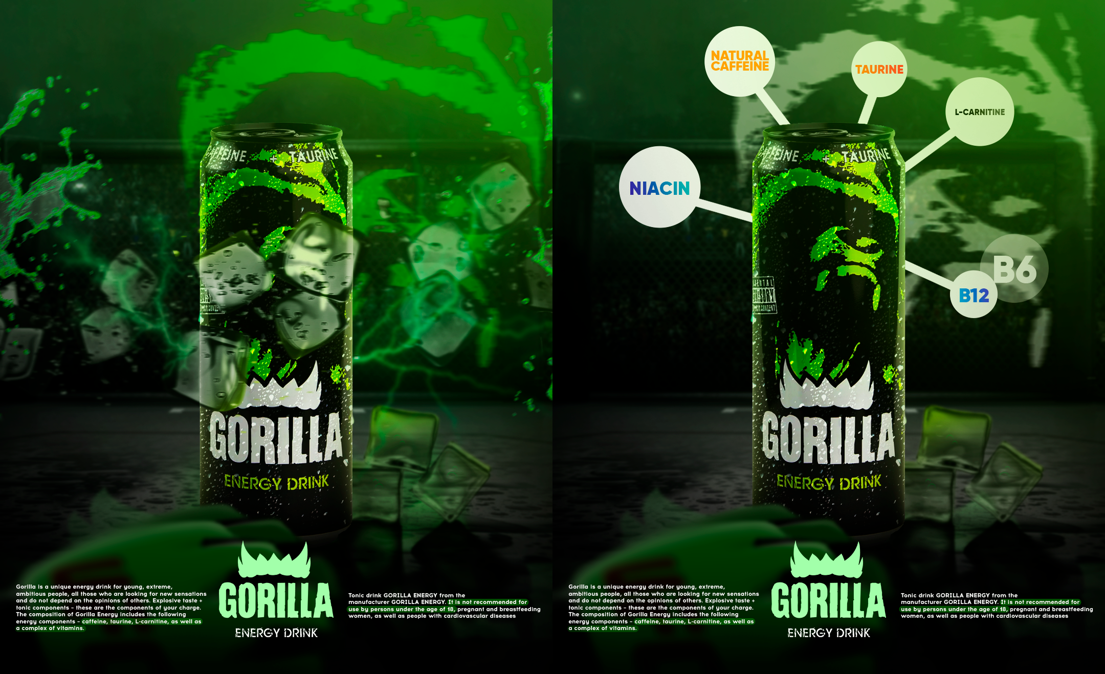 Gorilla Energy Drink, Дизайн промо материалов — Изображение №3 — Брендинг, Маркетинг на Dprofile