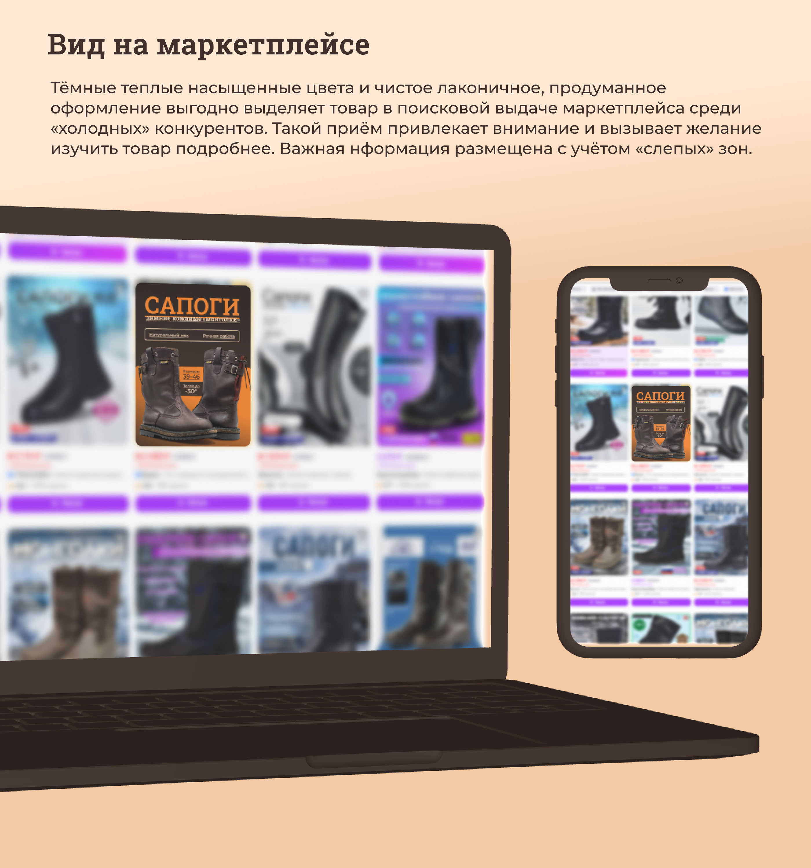 Инфографика для WB. Сапоги зимние. Ниша: мужская обувь — Изображение №5 — Графика, Маркетинг на Dprofile