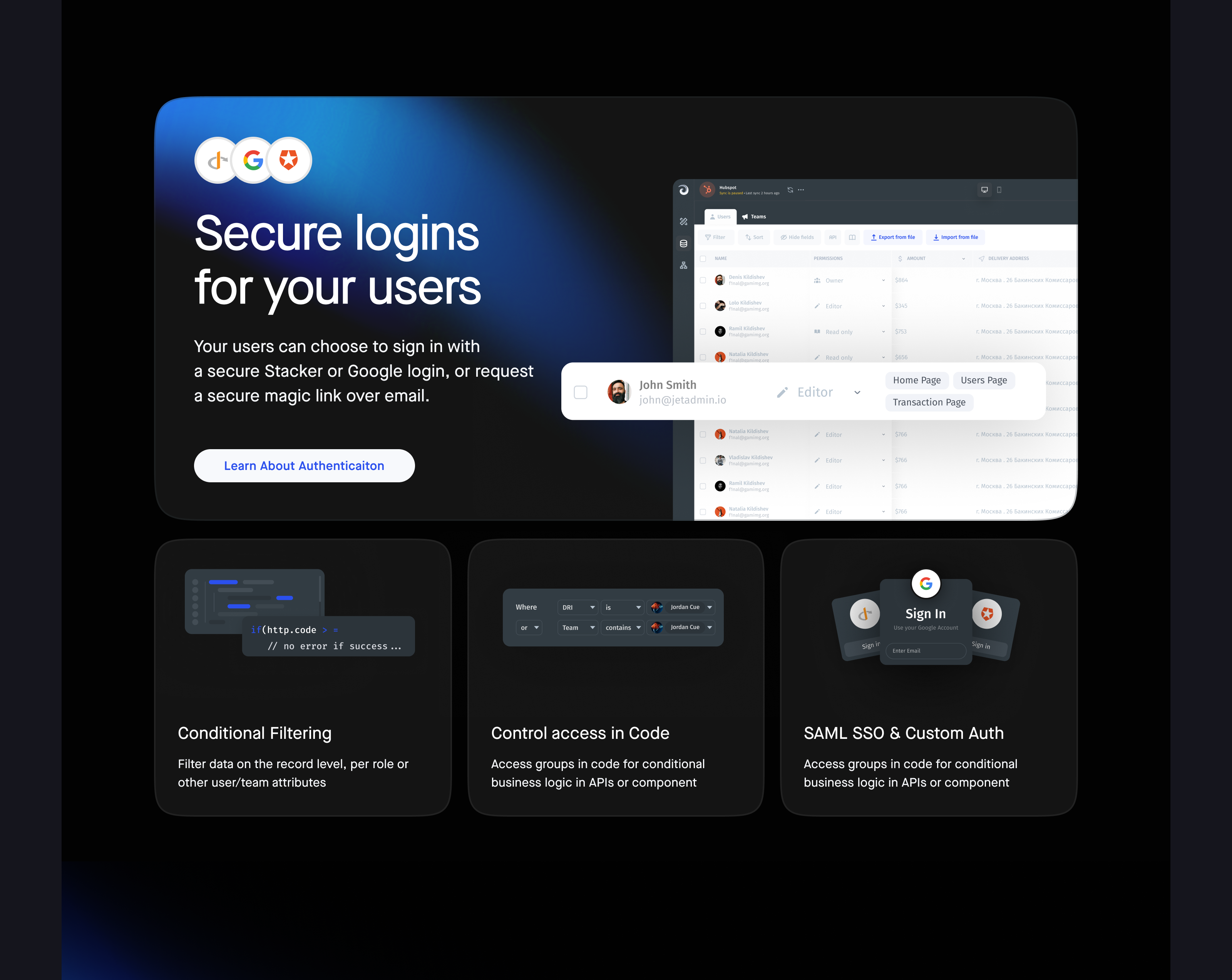 Лендинг для Saas продукта Jet Admin — Изображение №3 — Интерфейсы на Dprofile