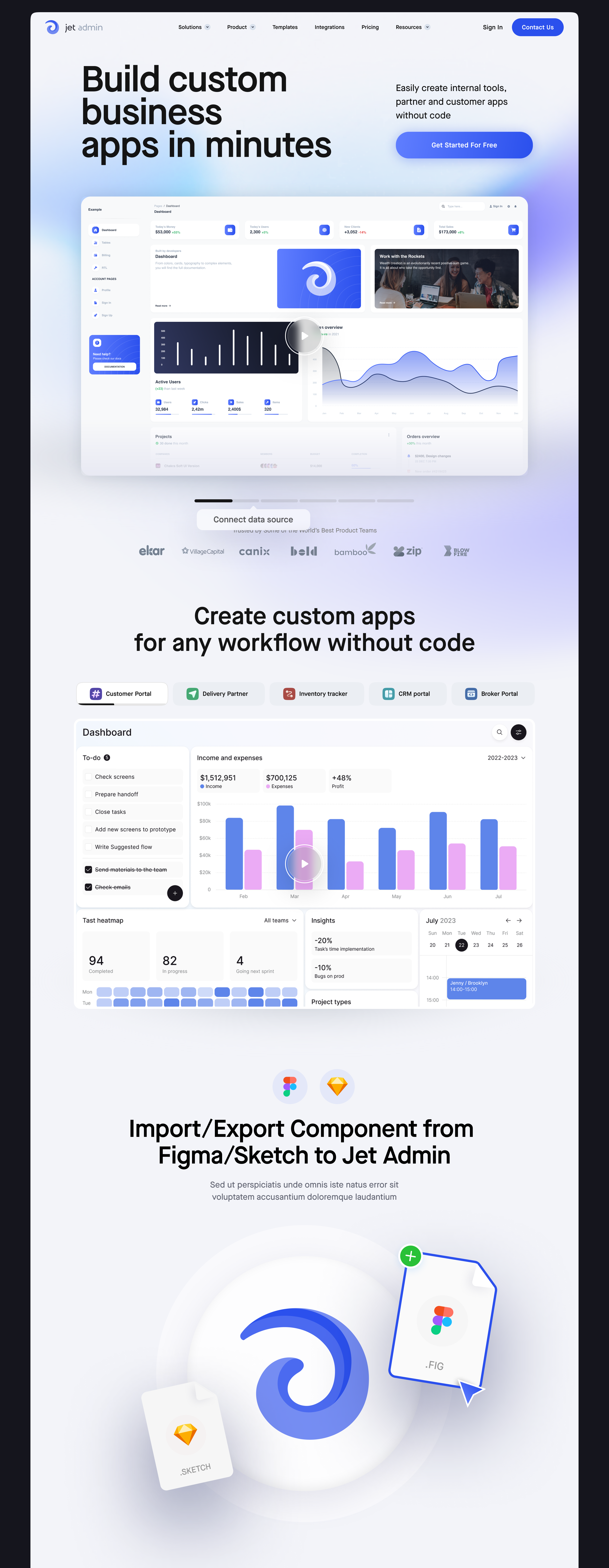 Лендинг для Saas продукта Jet Admin — Изображение №1 — Интерфейсы на Dprofile