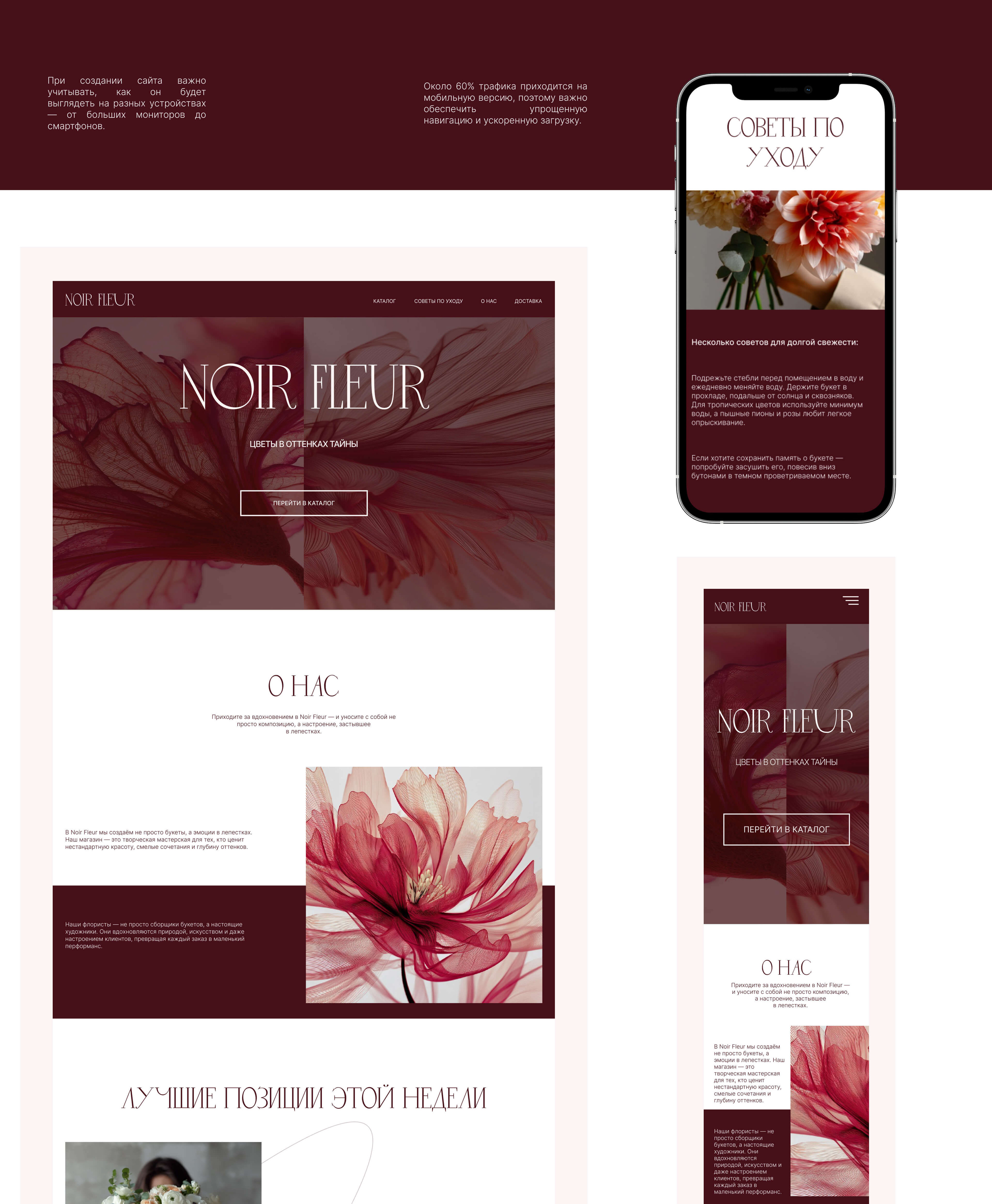 Noir Fleur | Landing page for a flower shop — Изображение №10 — Интерфейсы на Dprofile