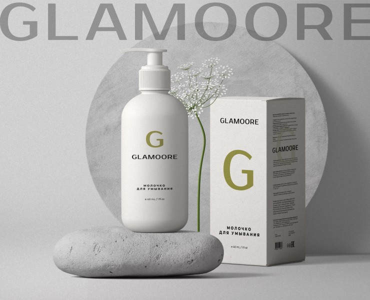 GLAMOORE - логотип, брендинг и упаковка для бренда косметики на Dprofile
