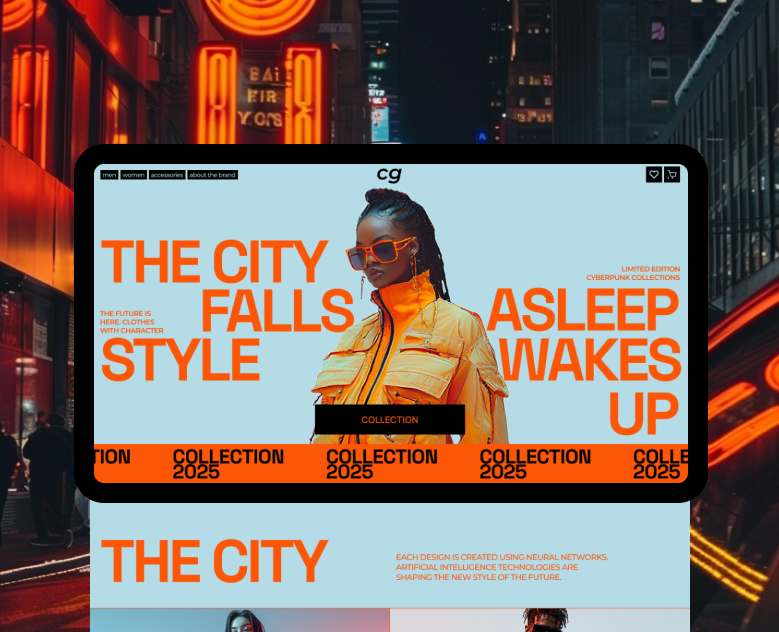 Online store of cyberpunk youth clothing — Интерфейсы на Dprofile