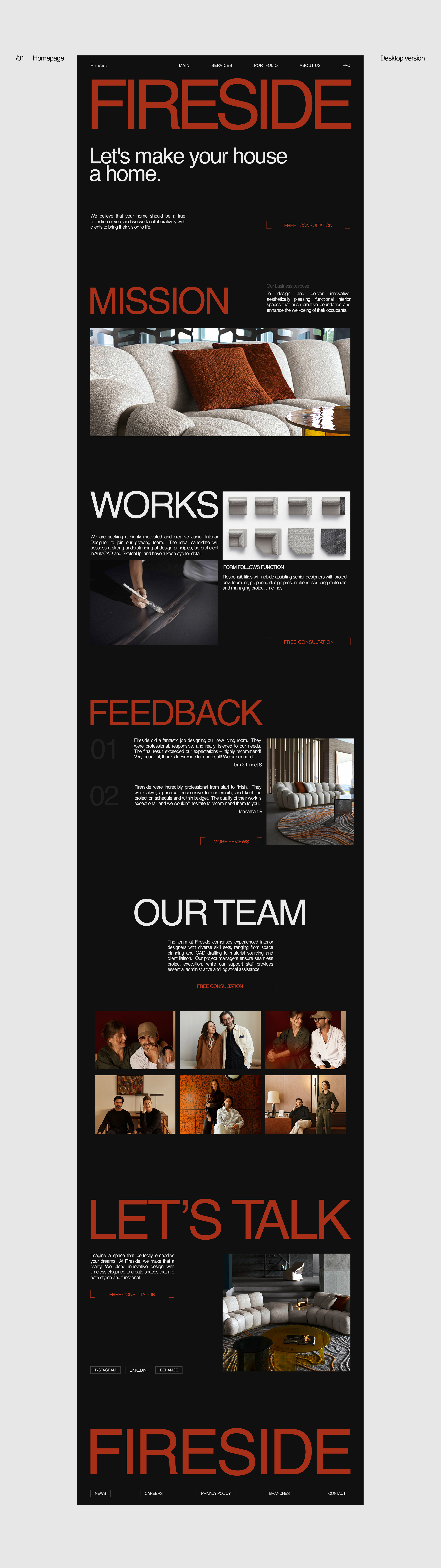 Fireside - interior studio site — Изображение №3 — Интерфейсы на Dprofile