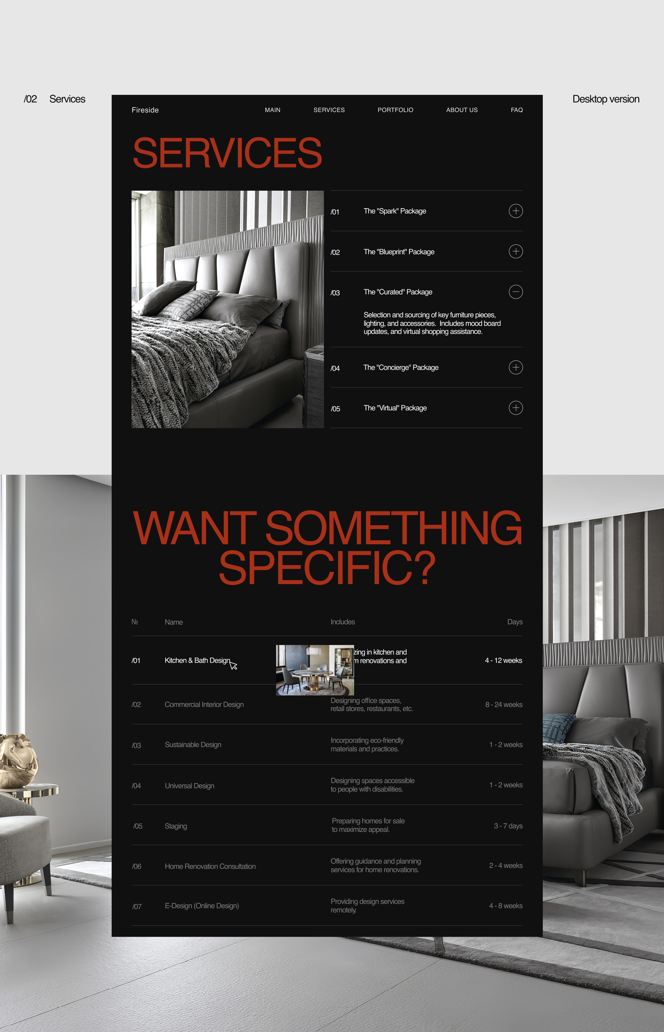 Fireside - interior studio site — Изображение №5 — Интерфейсы на Dprofile