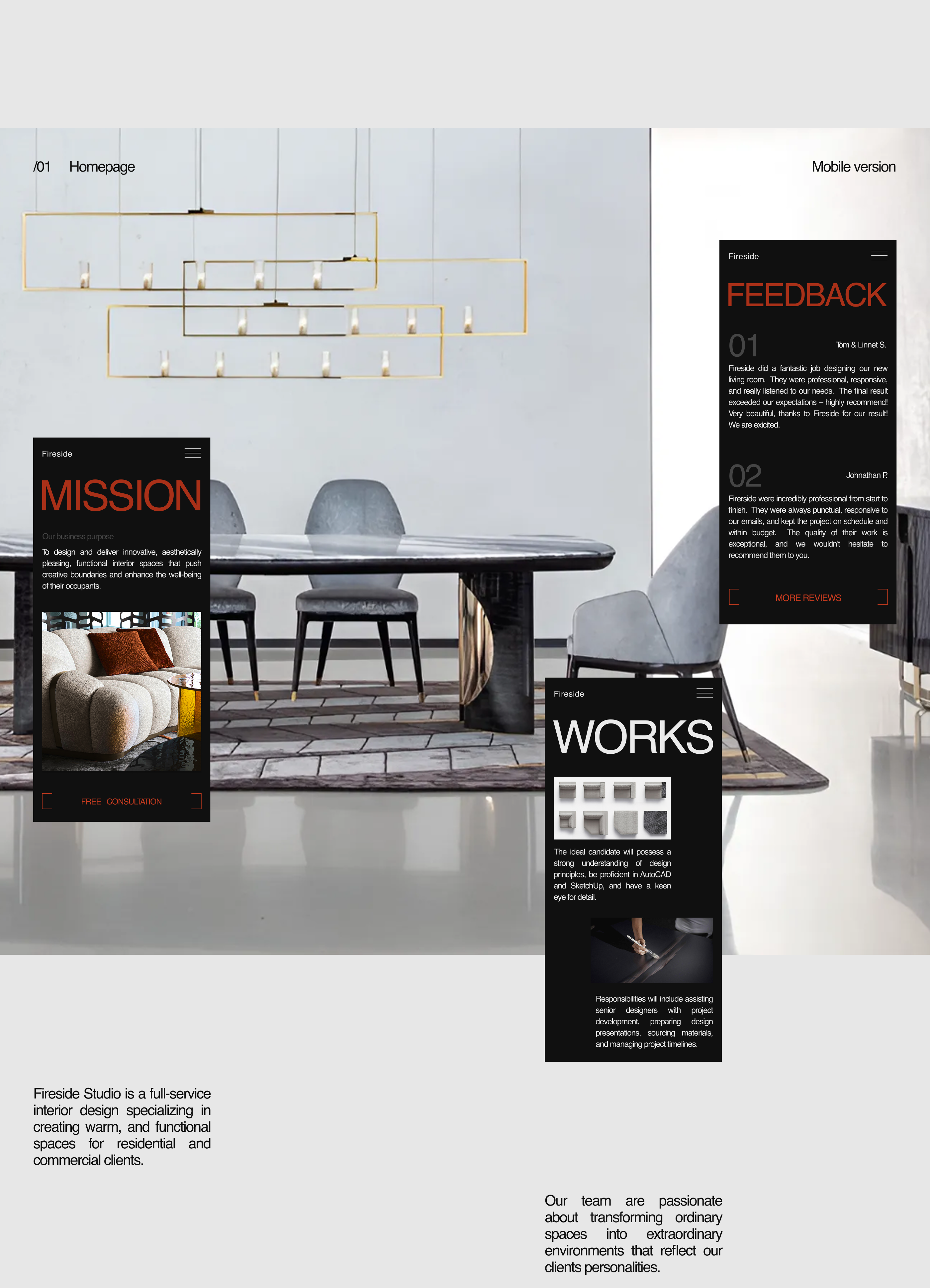 Fireside - interior studio site — Изображение №2 — Интерфейсы на Dprofile