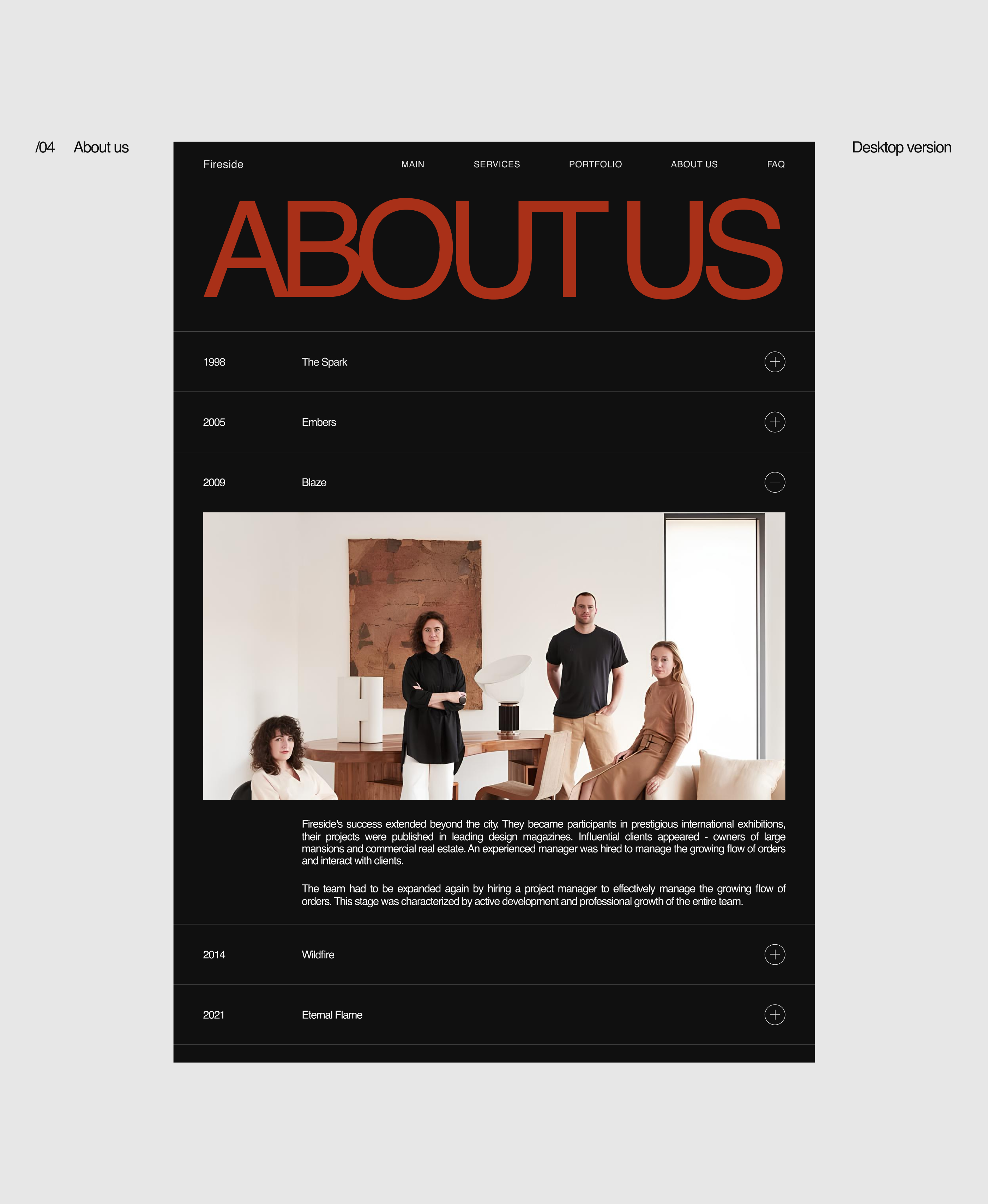 Fireside - interior studio site — Изображение №9 — Интерфейсы на Dprofile