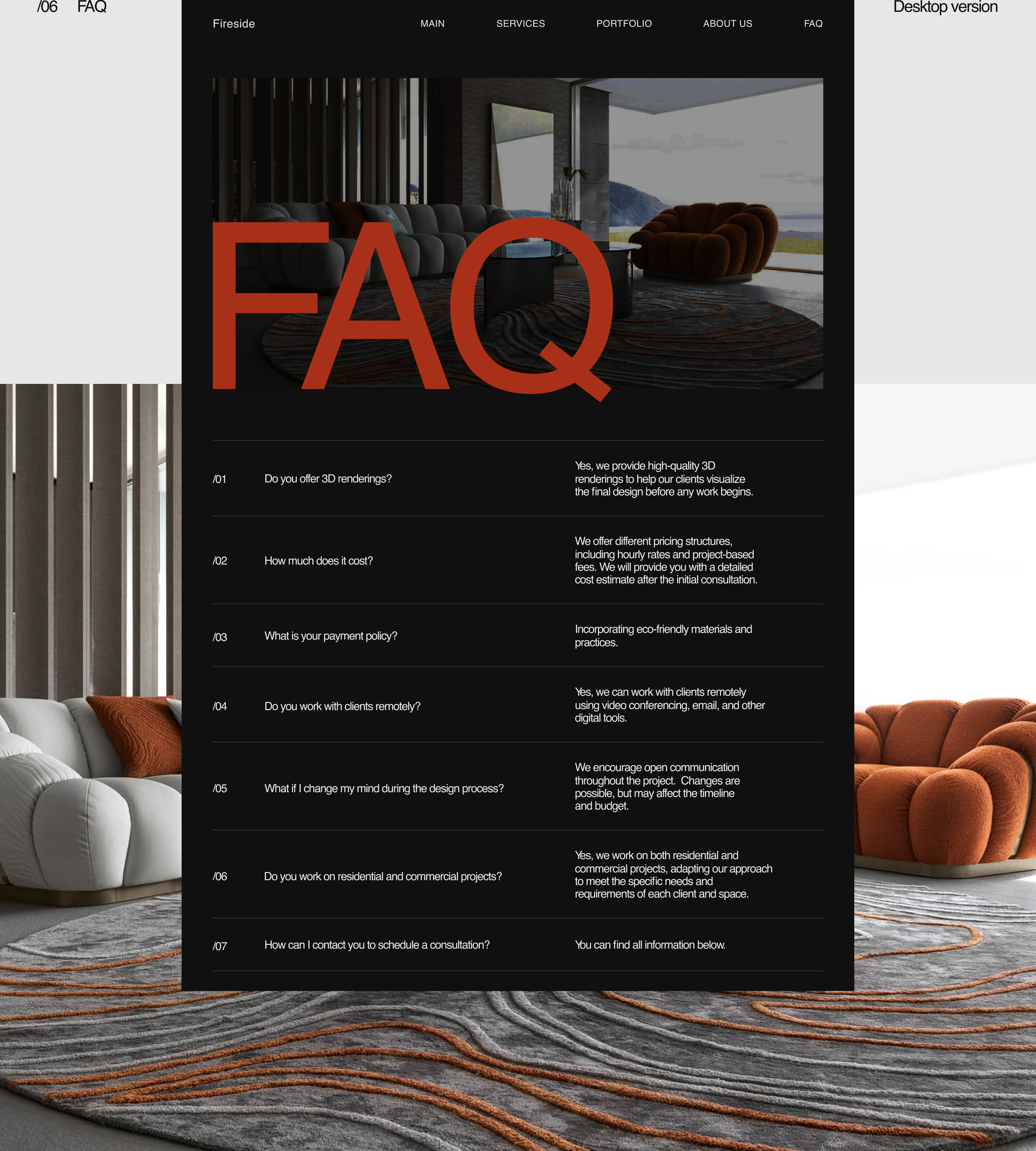 Fireside - interior studio site — Изображение №13 — Интерфейсы на Dprofile