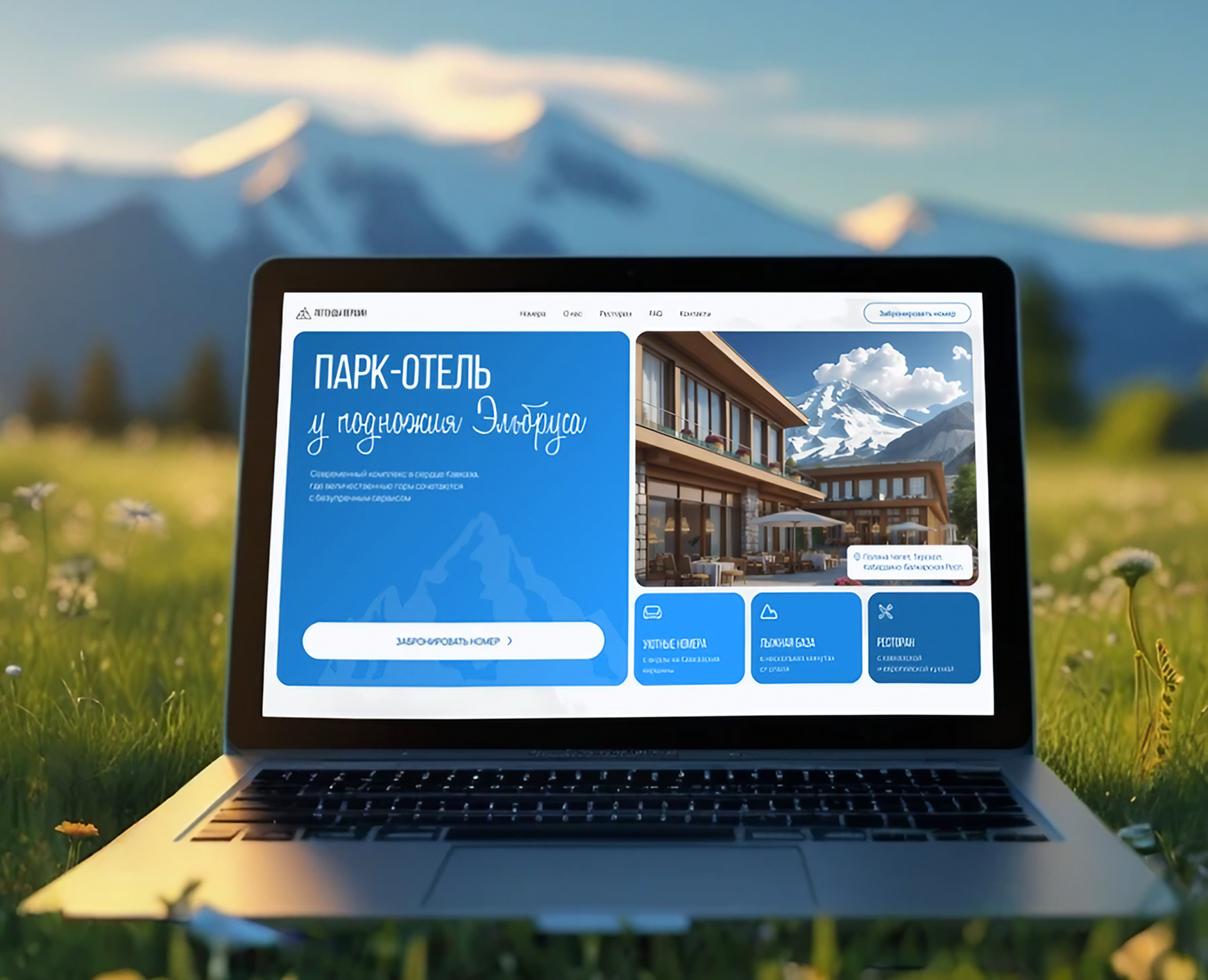Cайт для отеля в горах в бенто-стиле — Интерфейсы на Dprofile