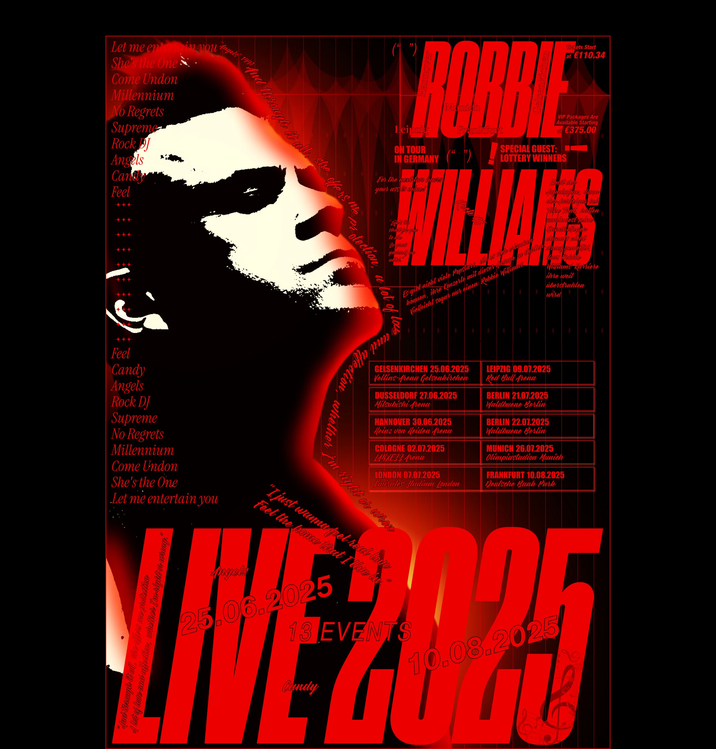 Постер Robbie Williams Германия 2025 — Изображение №2 — Графика на Dprofile