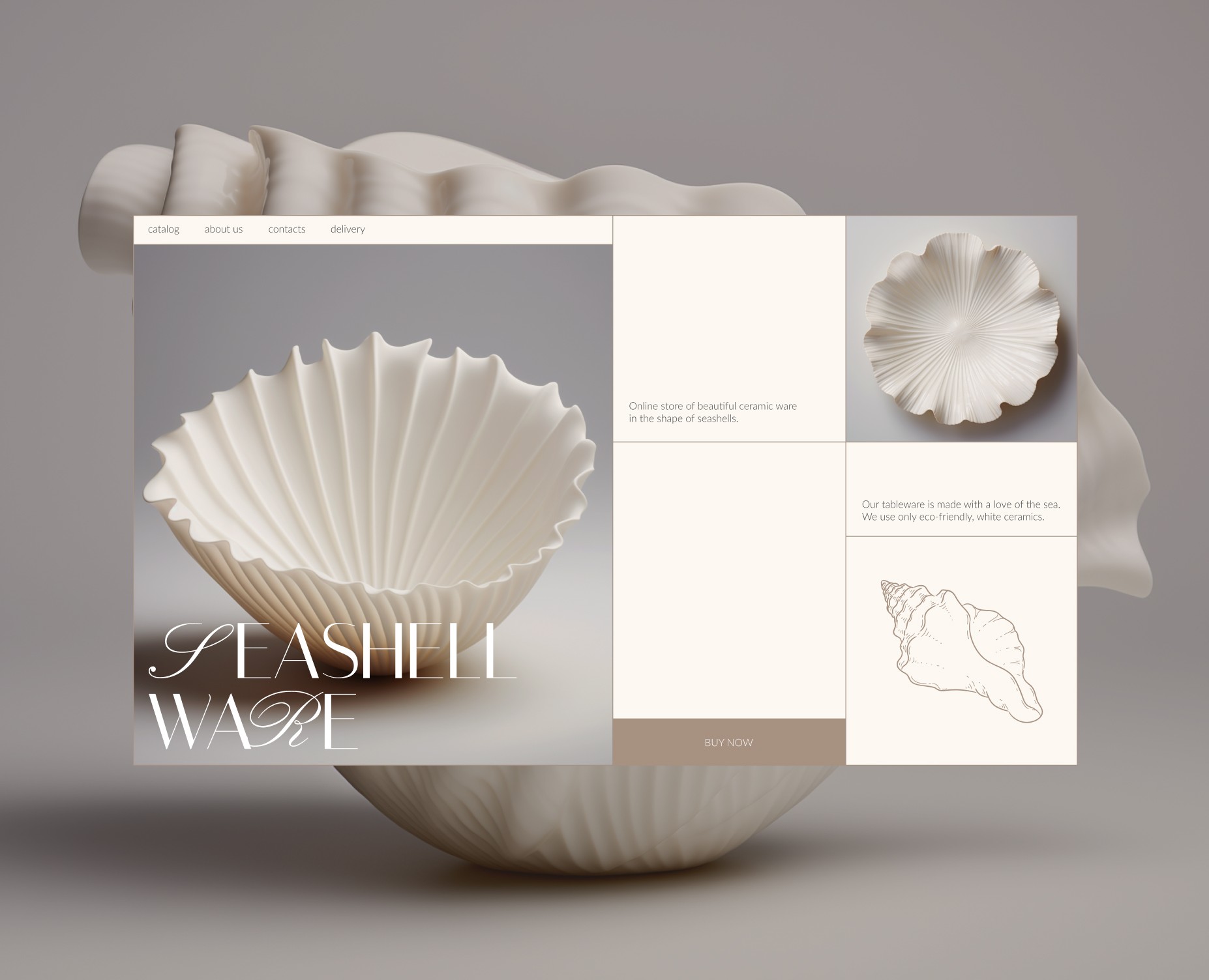 The concept of an online shop of seashell-shaped ware — Интерфейсы на Dprofile