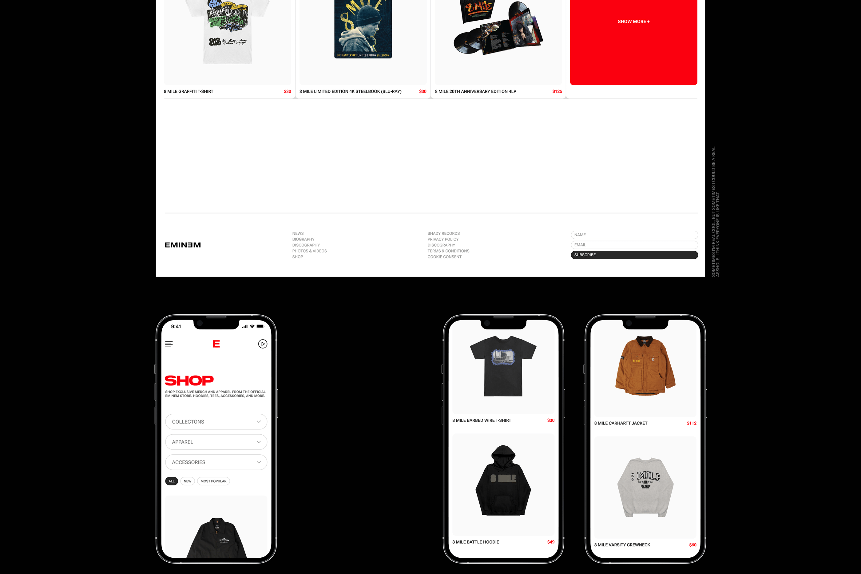 Eminem Website Concept — Изображение №17 — Интерфейсы на Dprofile