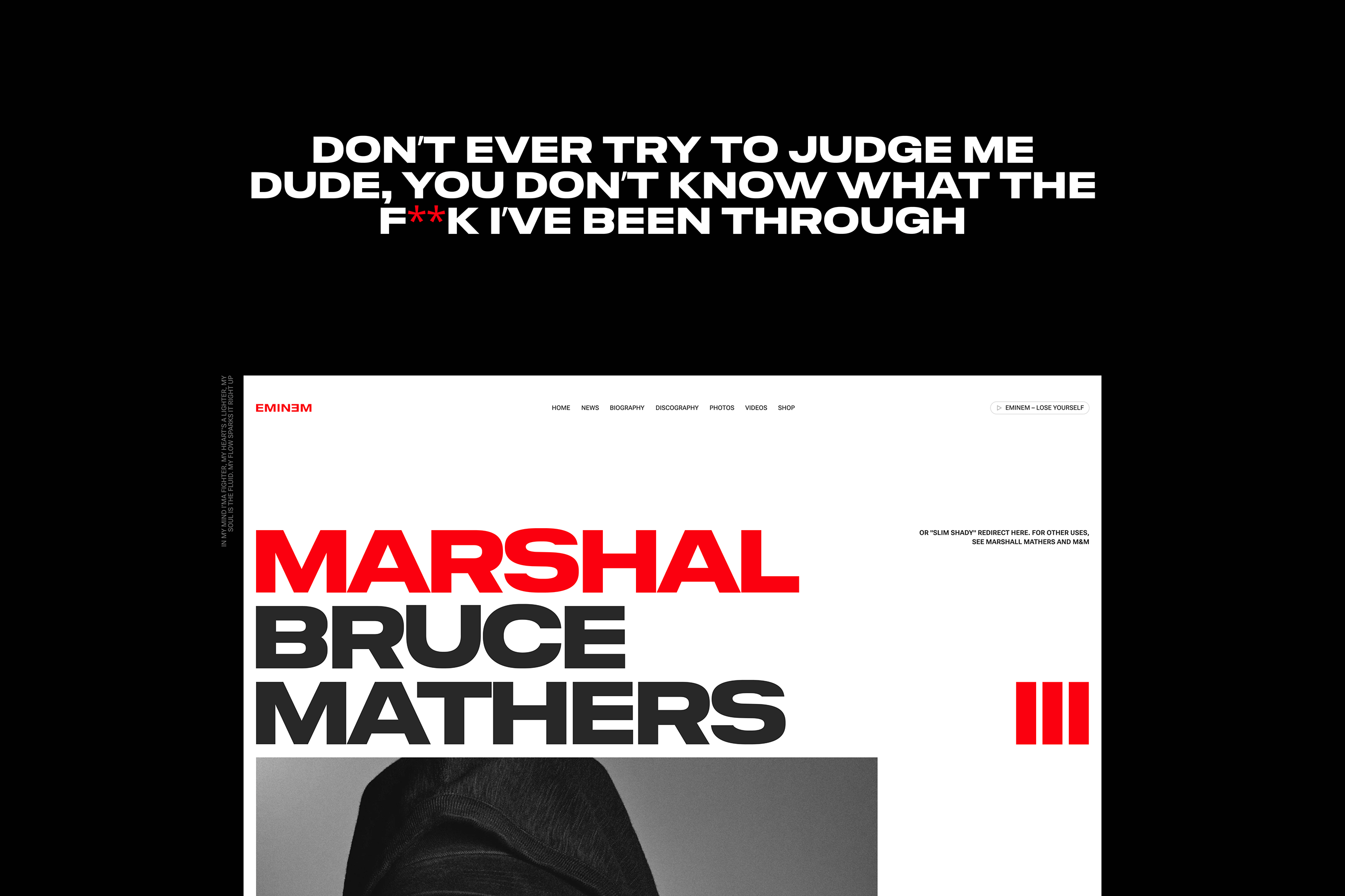 Eminem Website Concept — Изображение №2 — Интерфейсы на Dprofile