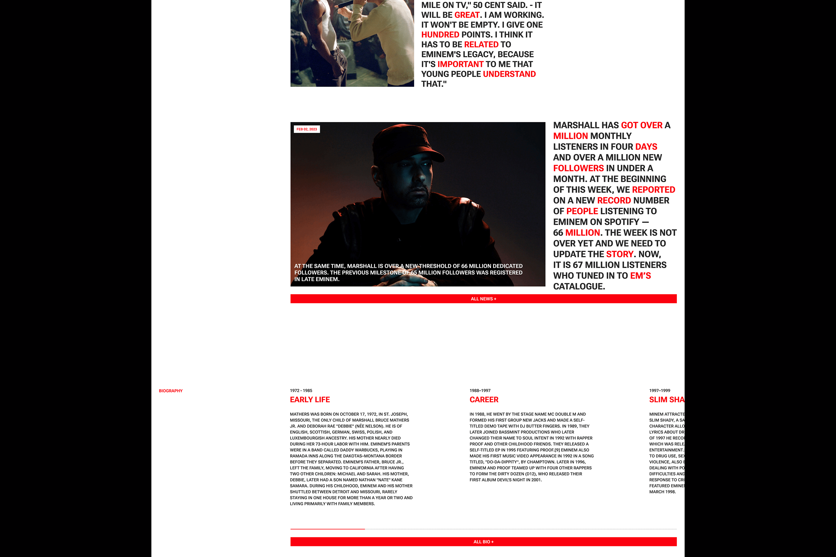Eminem Website Concept — Изображение №4 — Интерфейсы на Dprofile
