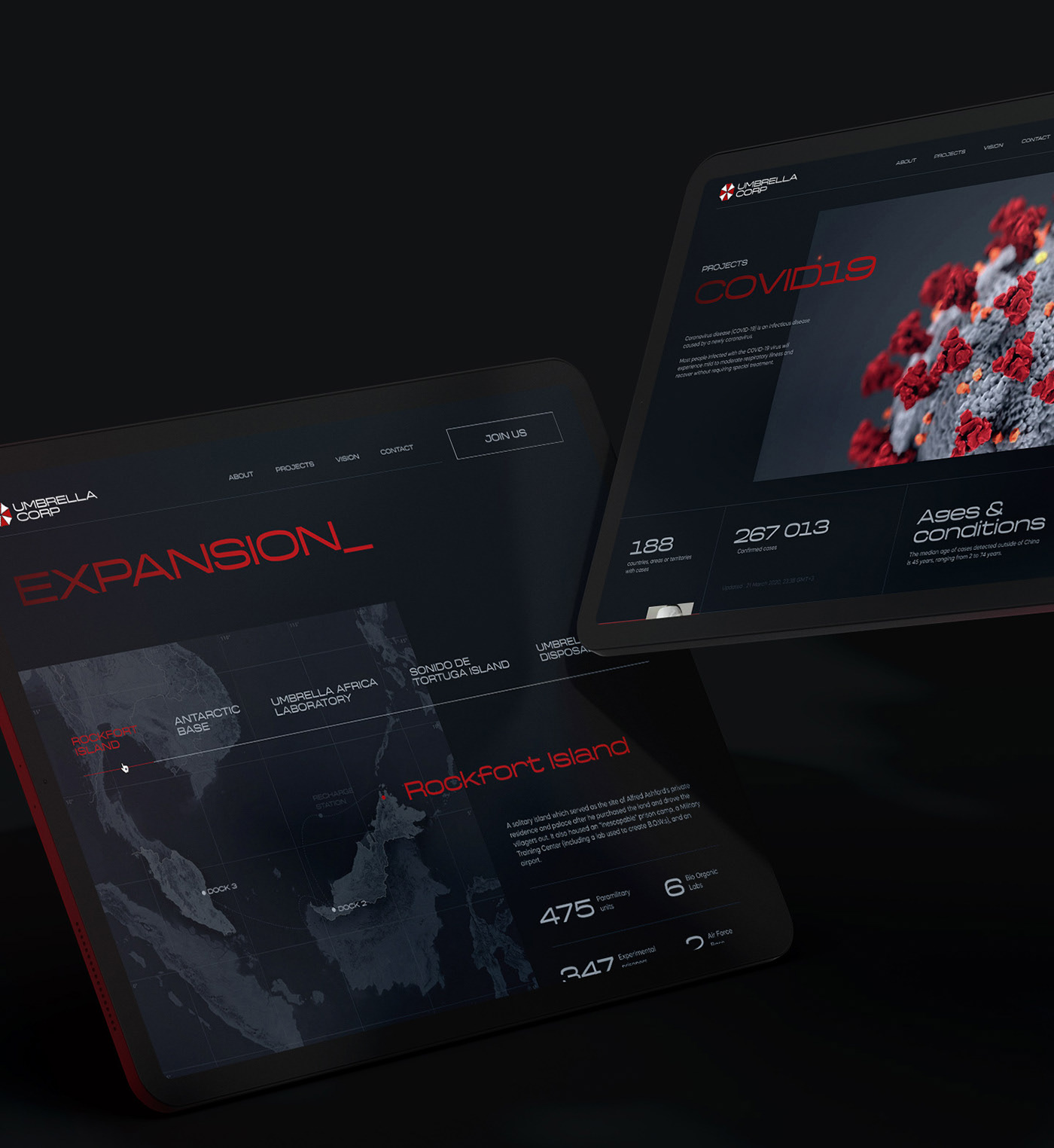Umbrella Corporation | Coronavirus Concept — Изображение №6 — Интерфейсы на Dprofile