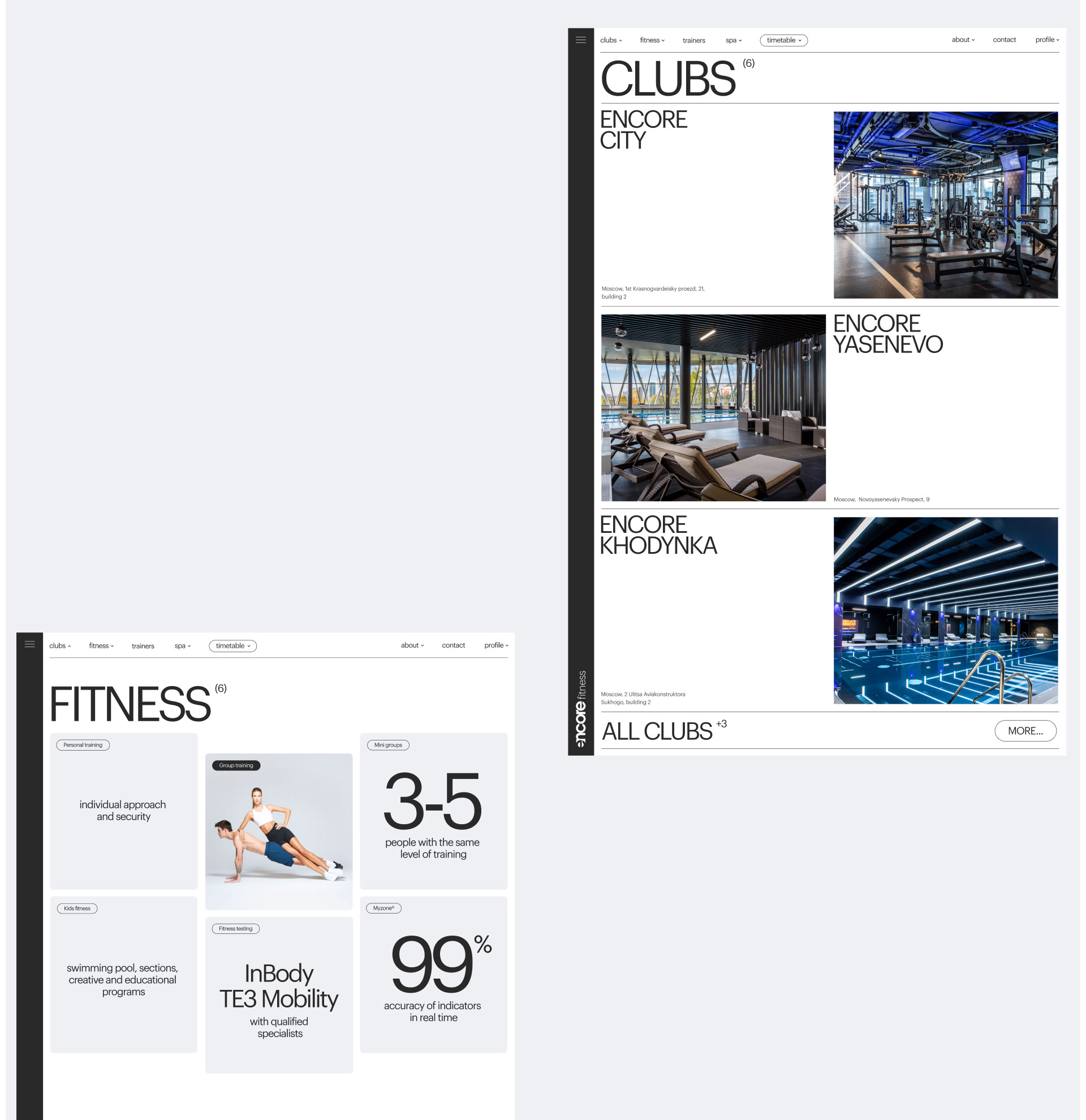 Encore Fitness Website — Изображение №5 — Интерфейсы, Анимация на Dprofile