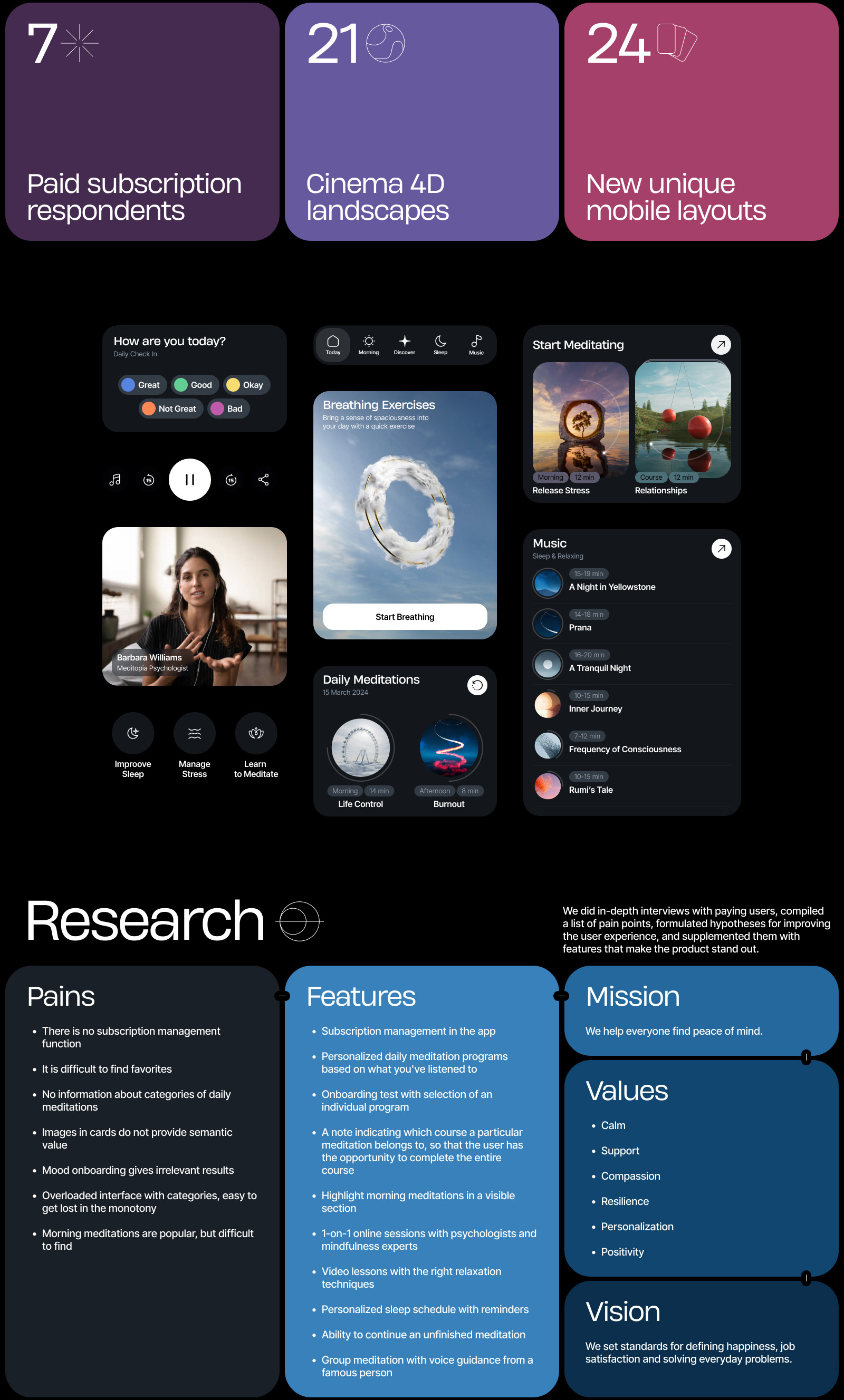 Meditopia App — Изображение №3 — Интерфейсы, 3D на Dprofile