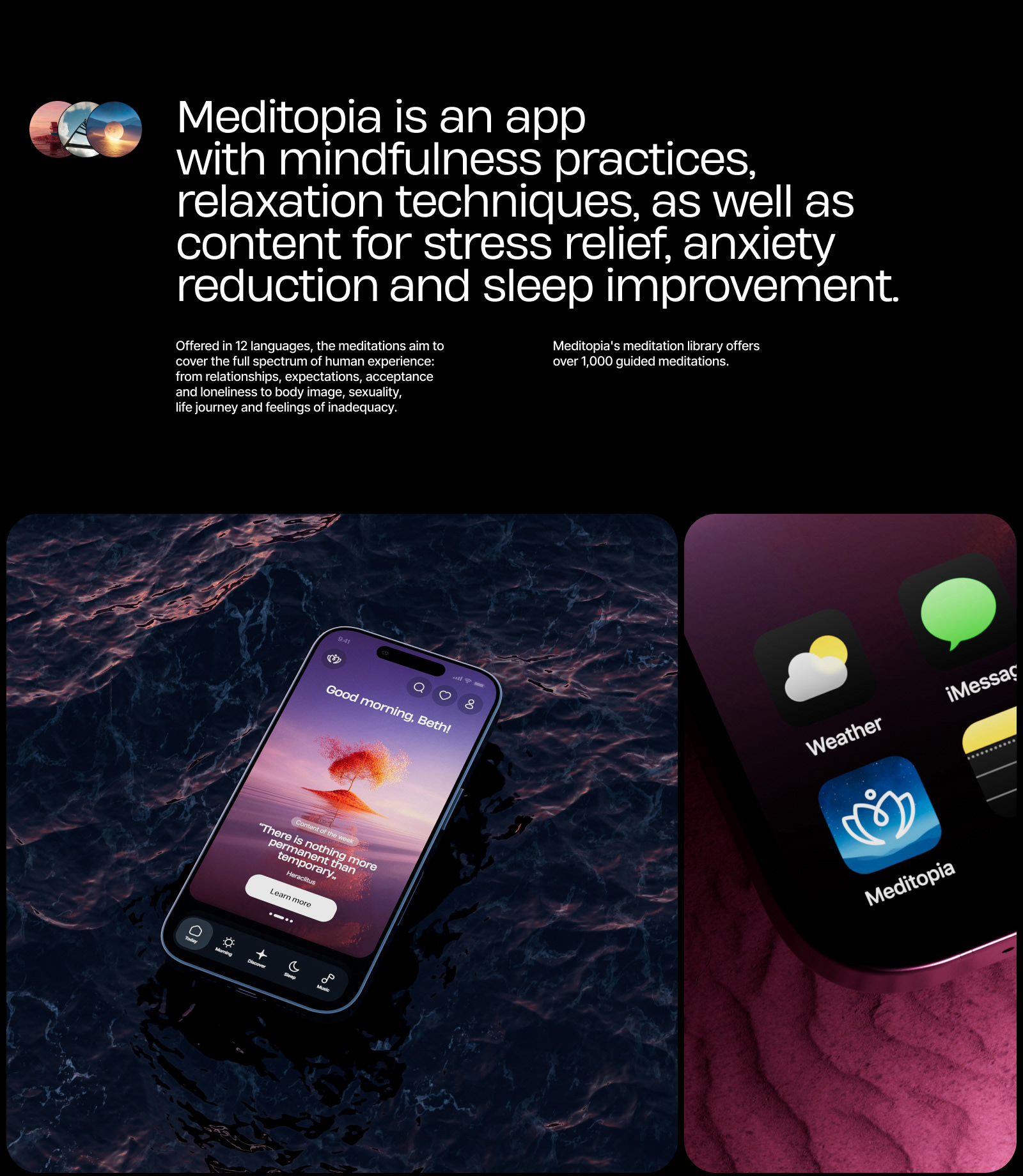 Meditopia App — Изображение №2 — Интерфейсы, 3D на Dprofile
