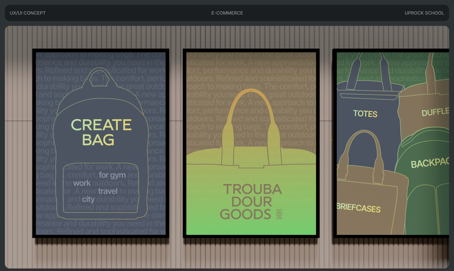 Troubadour bags | E-commerce concept — Изображение №1 — Интерфейсы на Dprofile