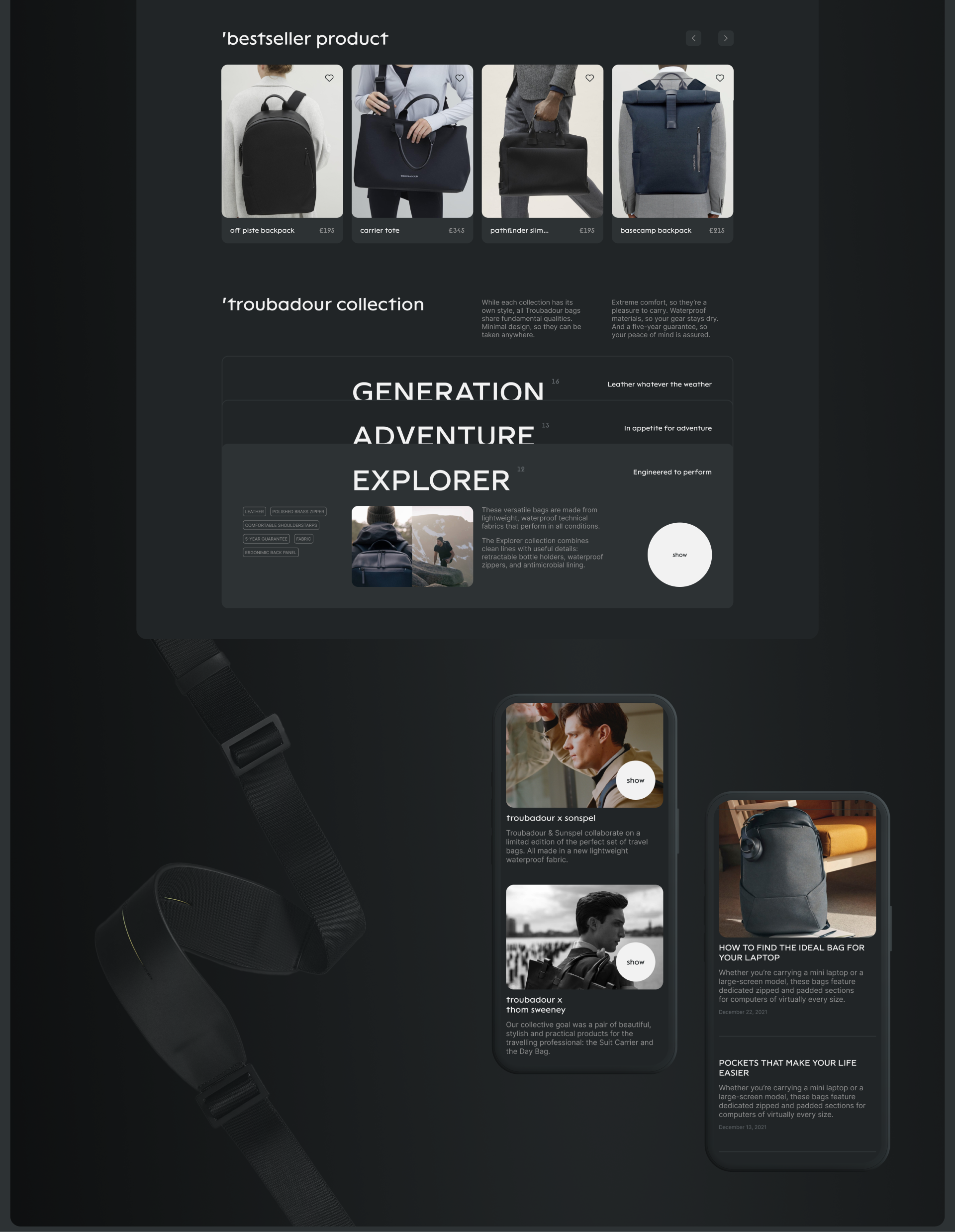 Troubadour bags | E-commerce concept — Изображение №3 — Интерфейсы на Dprofile