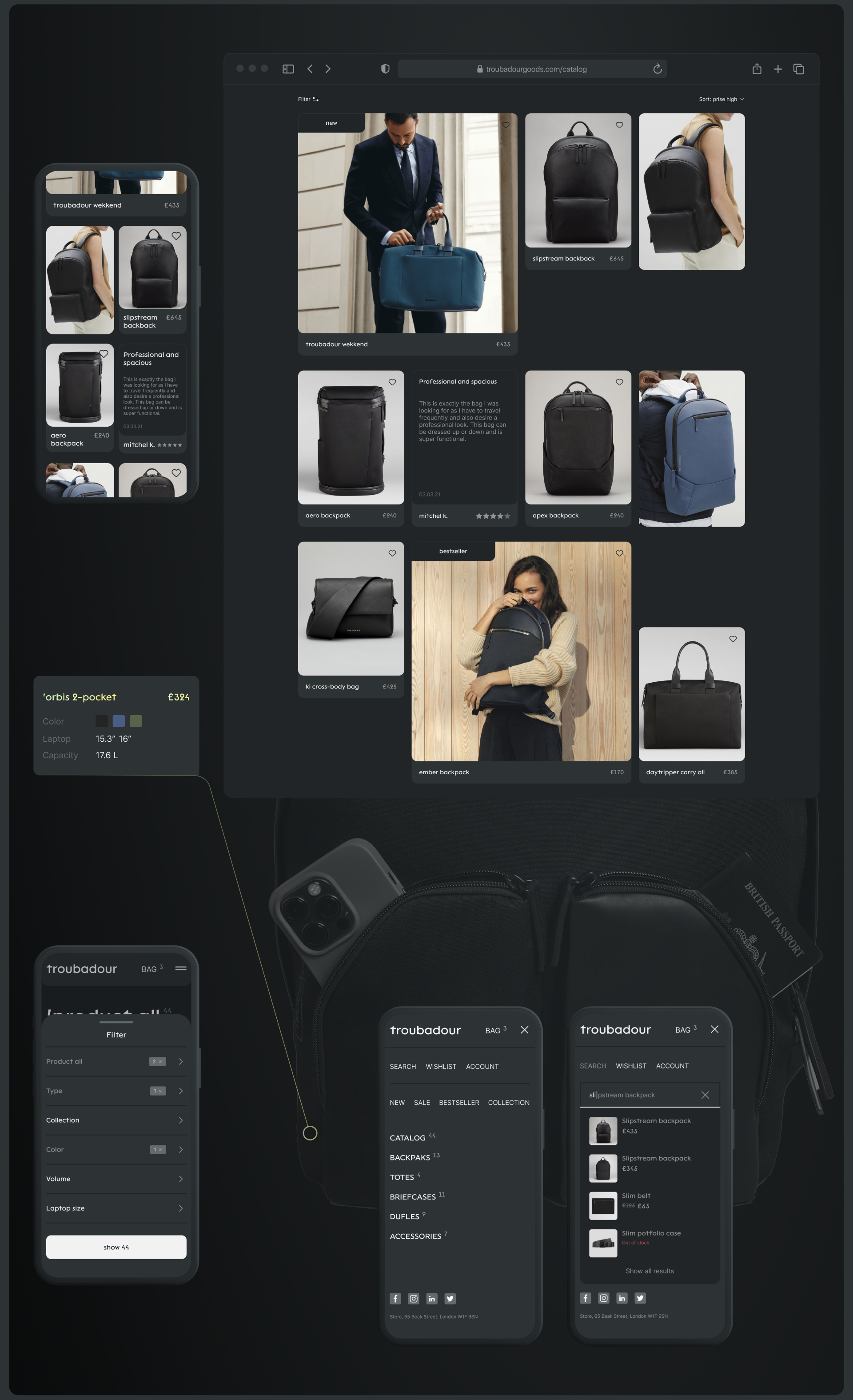 Troubadour bags | E-commerce concept — Изображение №5 — Интерфейсы на Dprofile