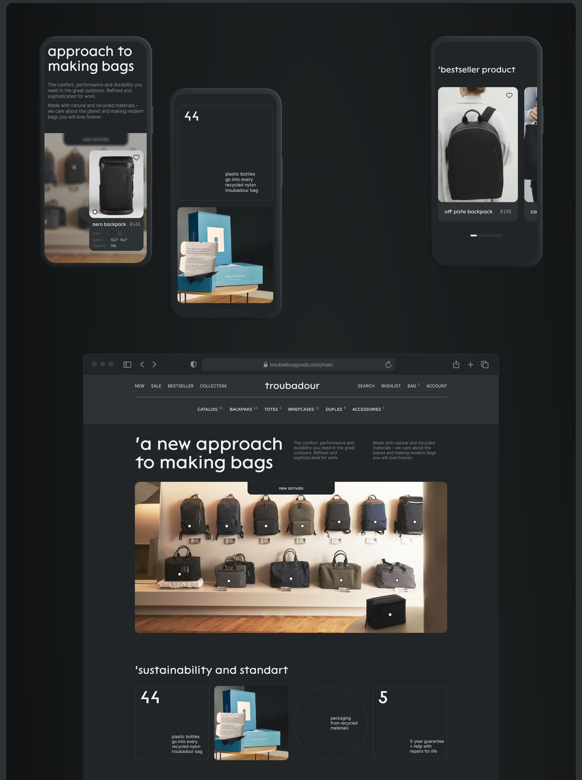 Troubadour bags | E-commerce concept — Изображение №2 — Интерфейсы на Dprofile