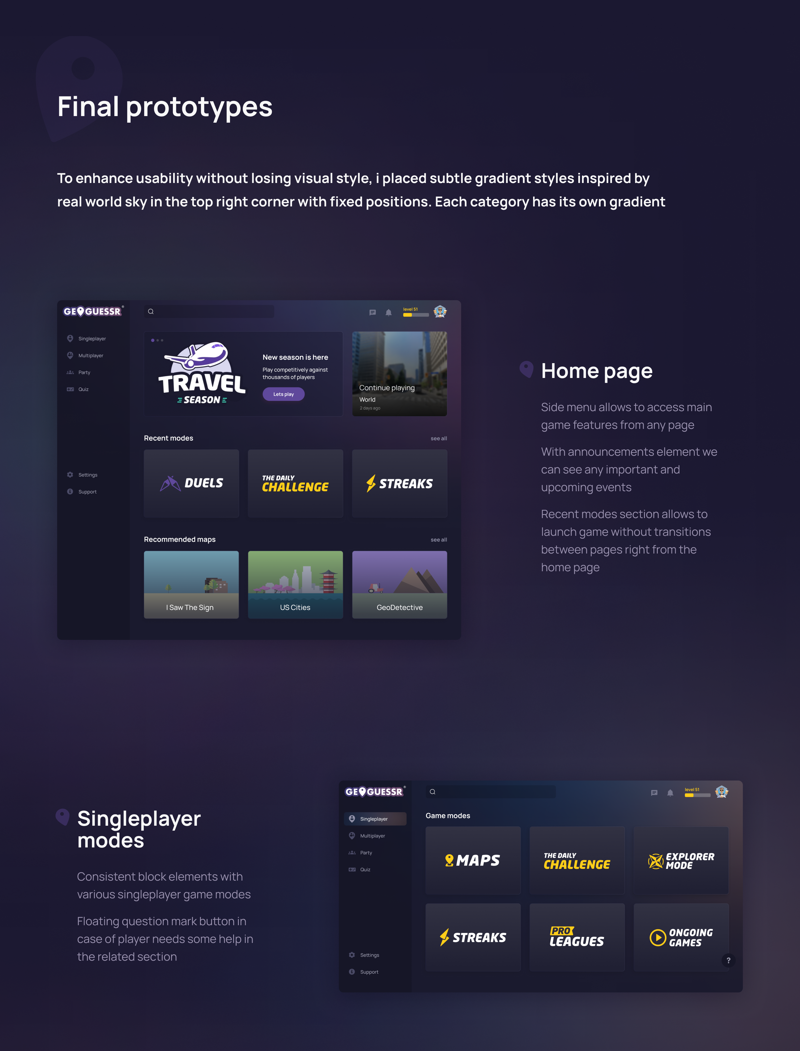 GeoGuessr Game UX/UI Redesign — Изображение №7 — Интерфейсы, Брендинг на Dprofile