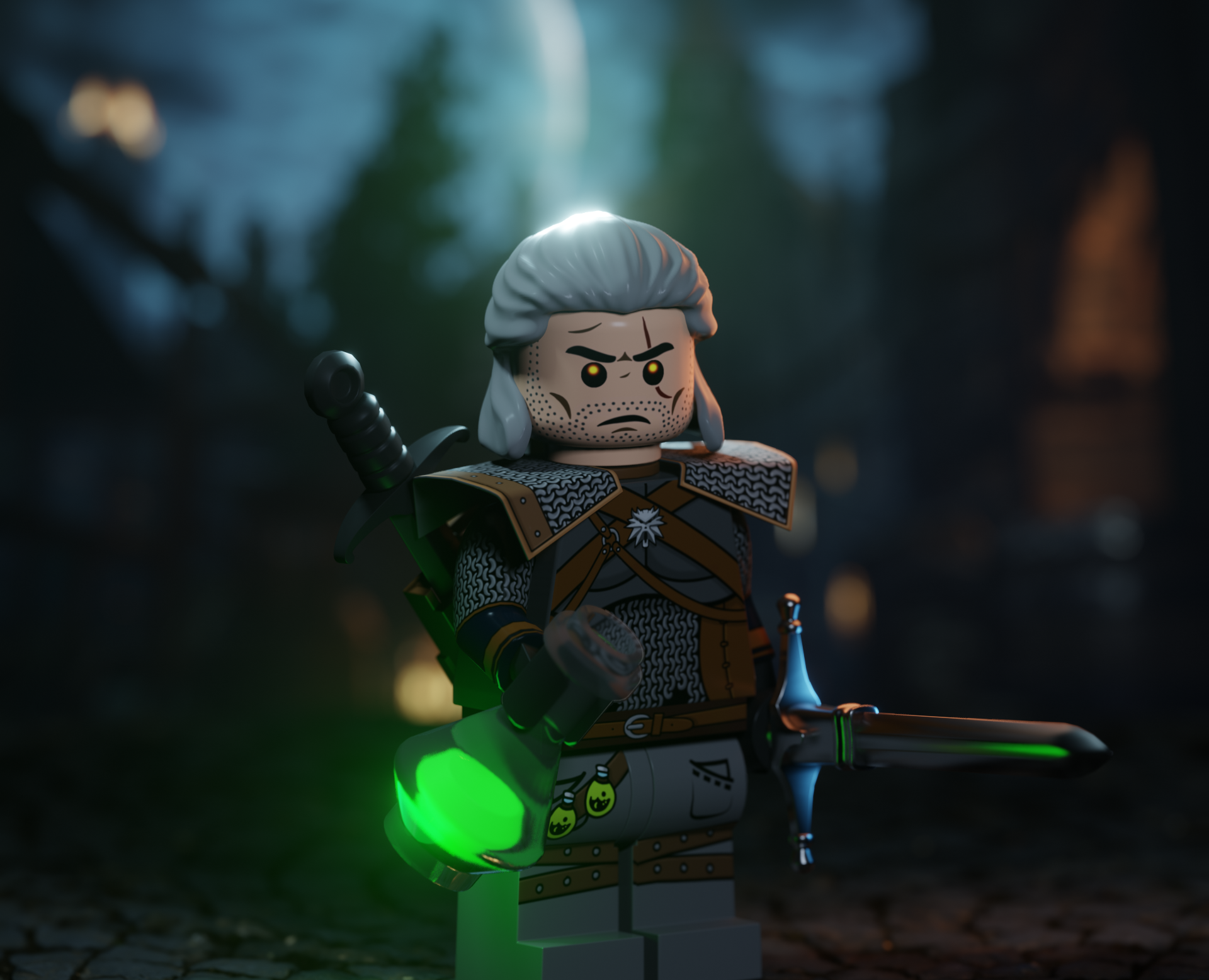 Ведьмак по мотивам LEGO — Иллюстрация, 3D на Dprofile