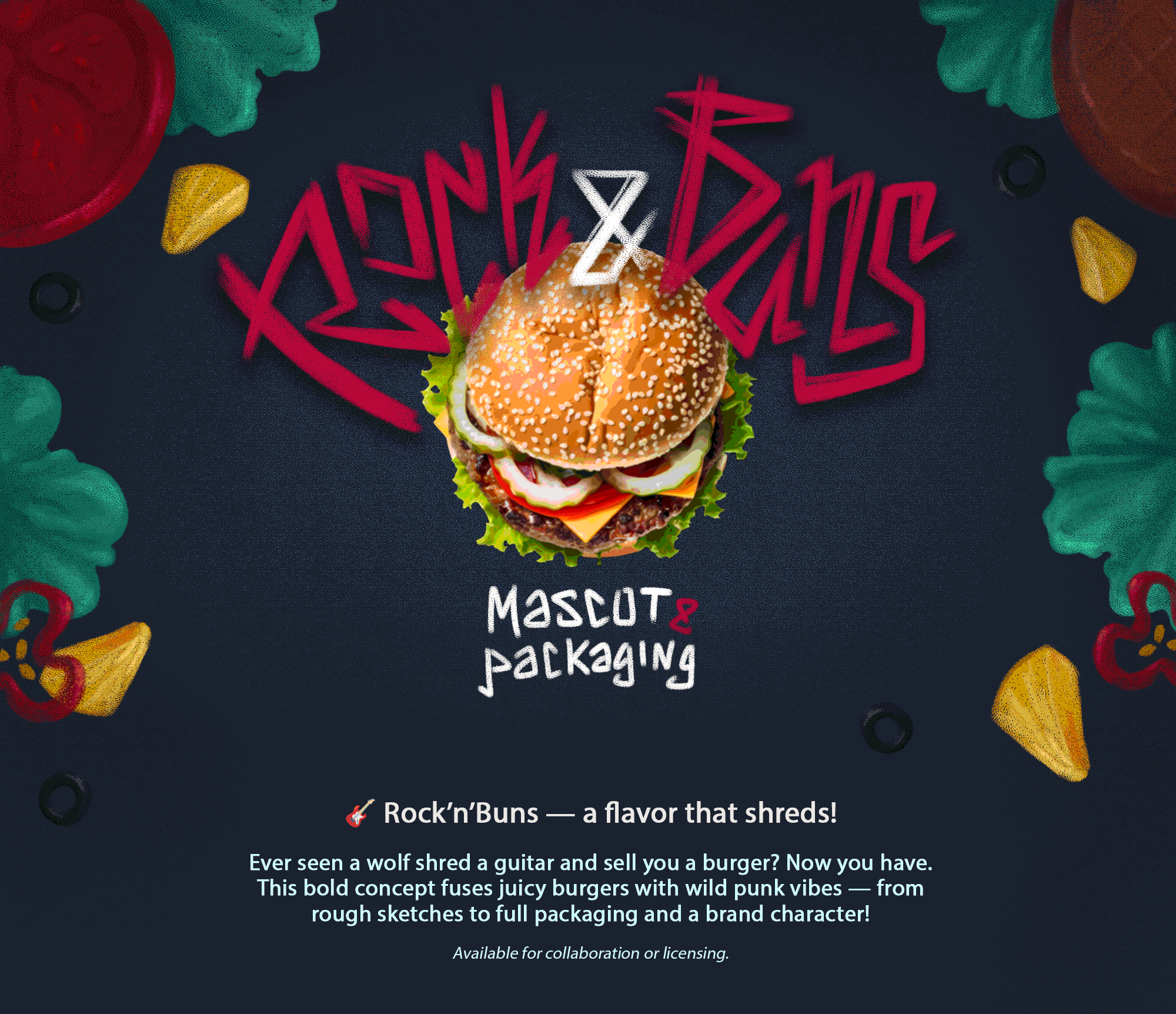 Rock&Buns. Упаковка & Бренд-персонаж — Изображение №1 — Брендинг, Иллюстрация на Dprofile