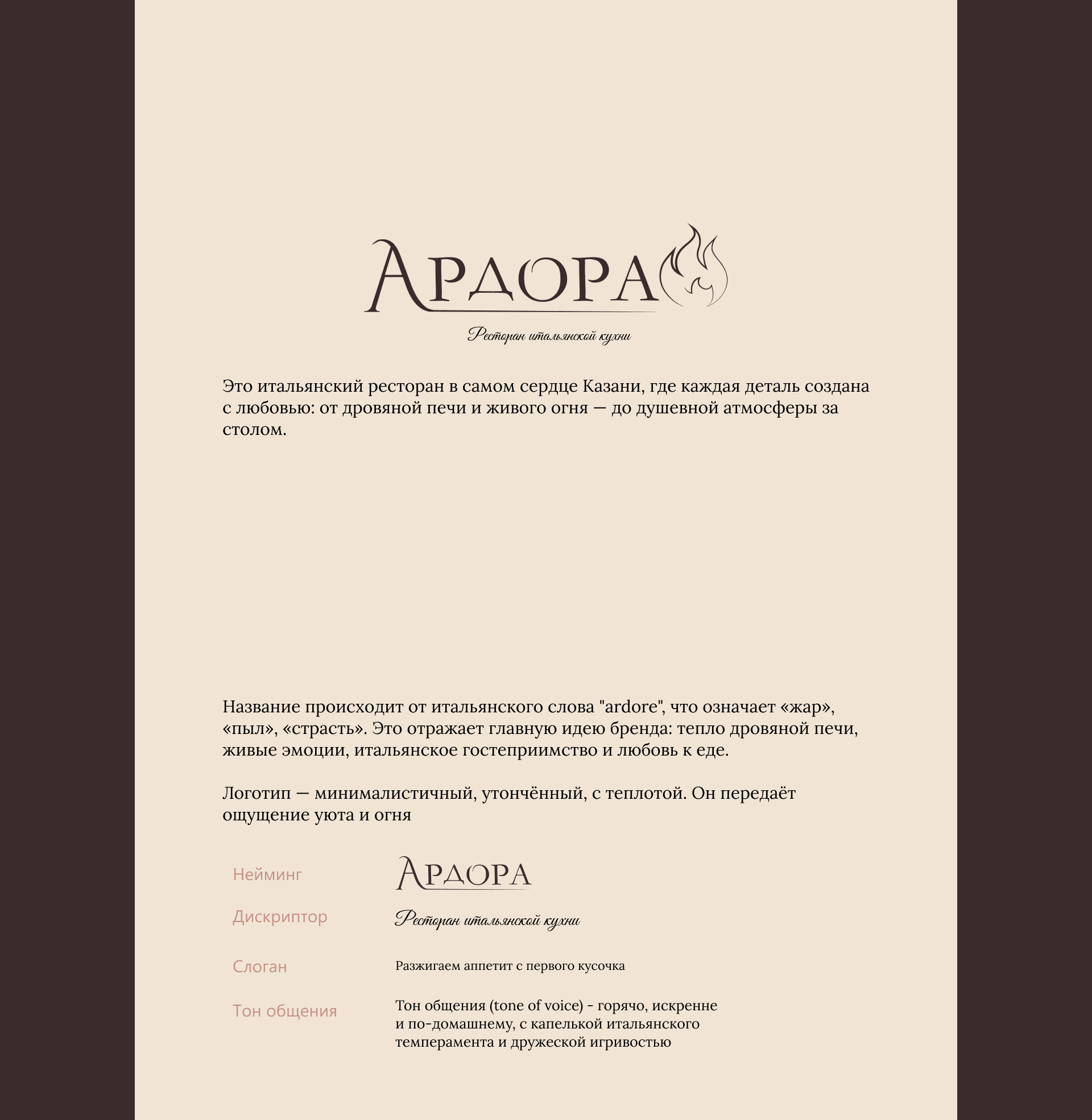 Ресторан итальянской кухни "Ардора" — Изображение №1 — Интерфейсы, Брендинг на Dprofile