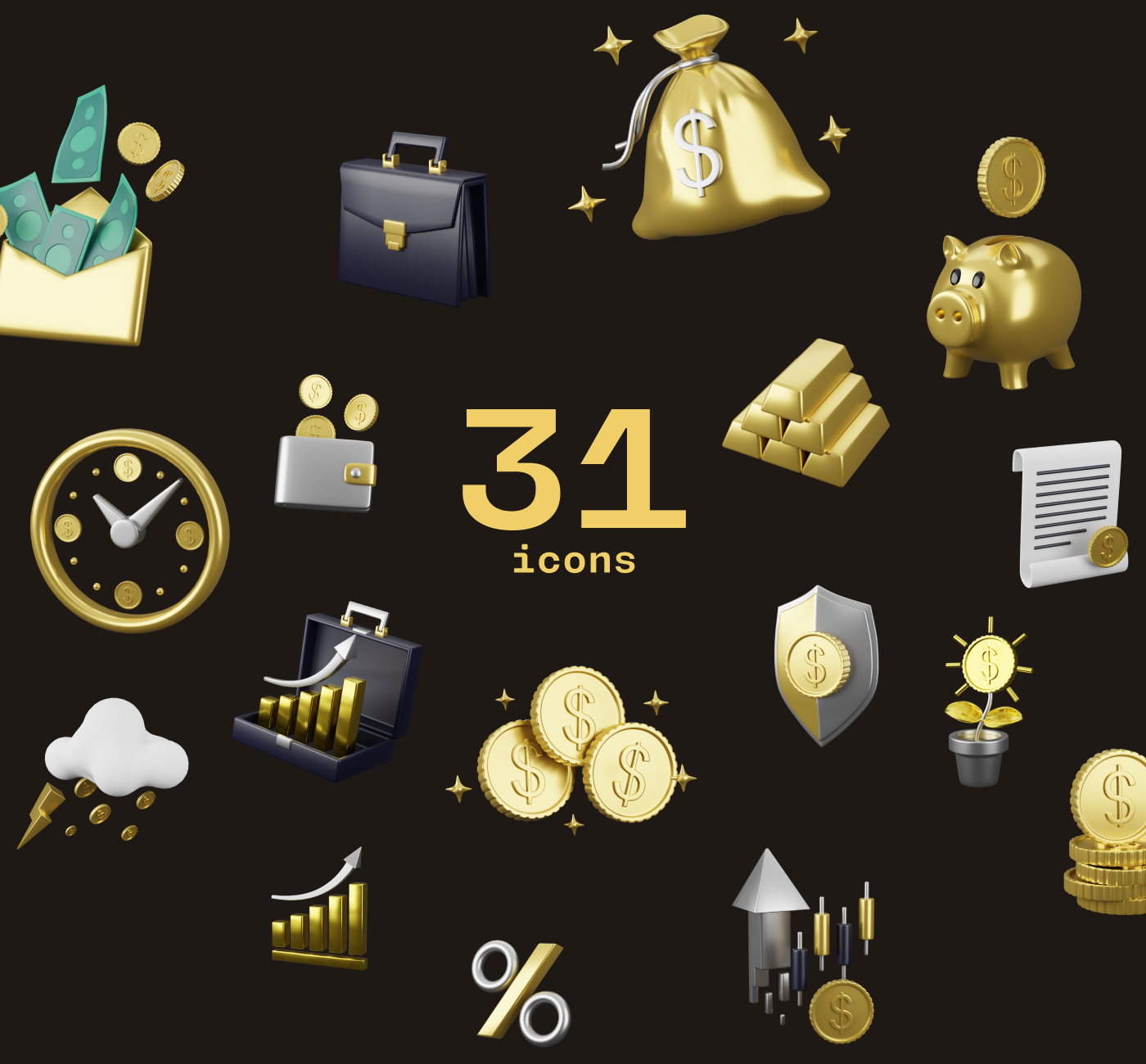 Finance 3d icons Pack — Изображение №3 — Иллюстрация, 3D на Dprofile