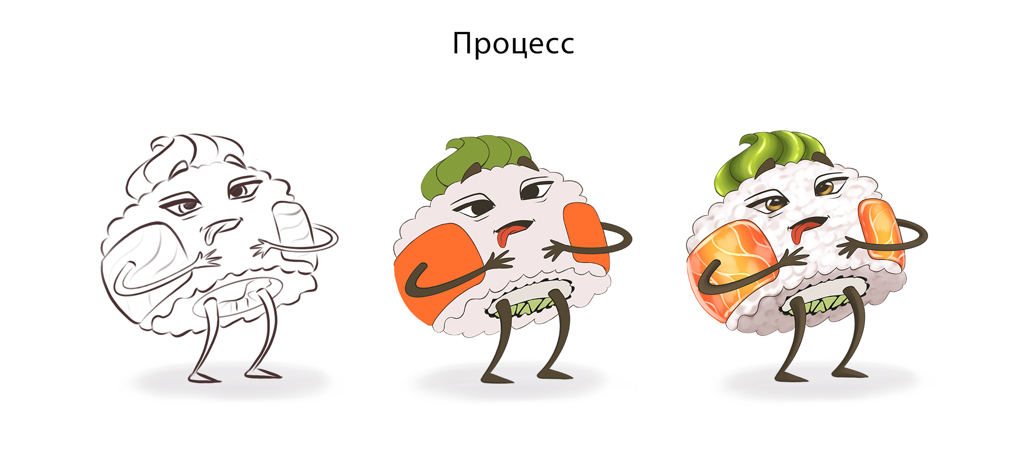 Дизайн персонажа для сервиса доставки суши и роллов — Изображение №4 — Брендинг, Иллюстрация на Dprofile