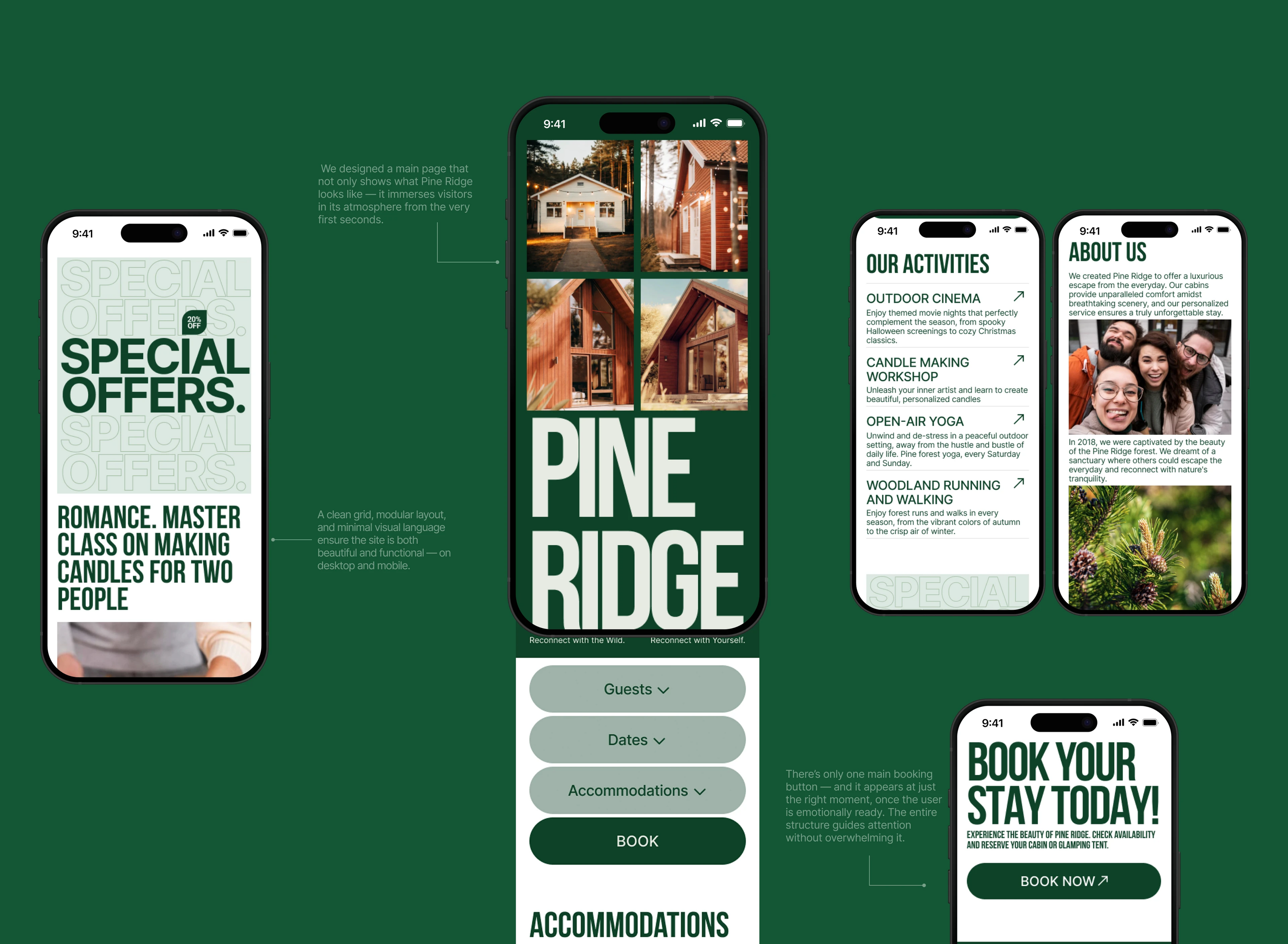Pine Ridge (корпоративный сайт базы отдыха) — Изображение №2 — Интерфейсы на Dprofile